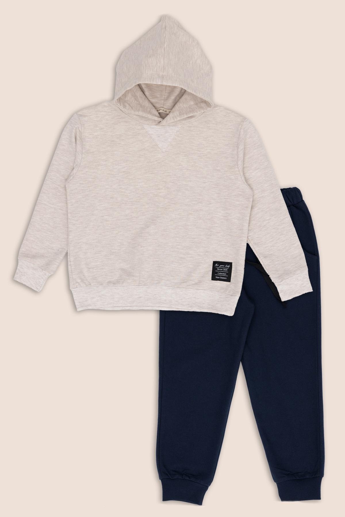 For You Kids 2'li Taş Laciver Kapişonlu Jogger Alt Üst Takım For You Kids 2'li Taş Lacivert Kapişonlu Jogger Alt Üst Takım