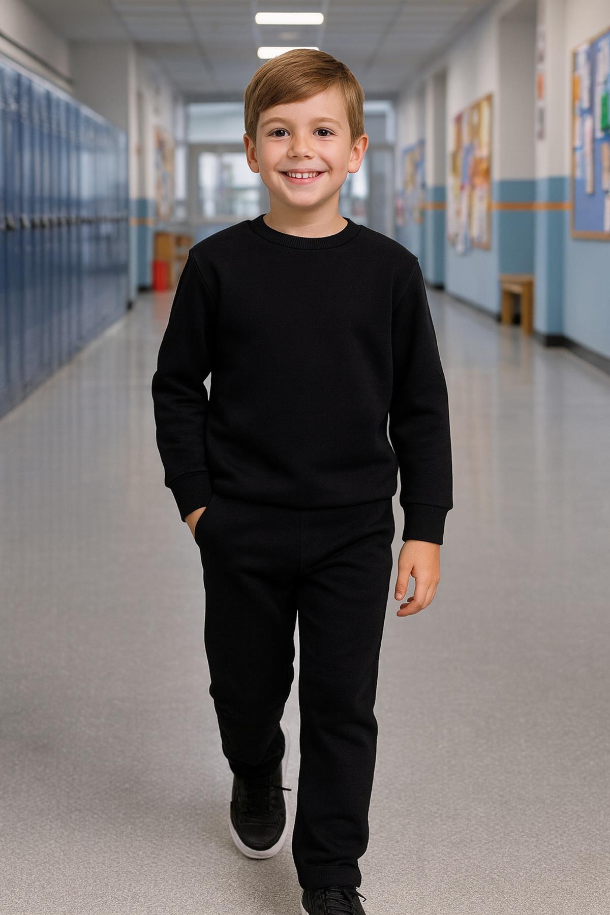 3 İplik Şardonlu Çocuk Kapüşonlu Sweatshirt 2’li Set | Bej + Siyah For You Kids 3 İplik Şardonlu Çocuk Sweatshirt 2'li Set | Kapüşonlu Bej + Siyah