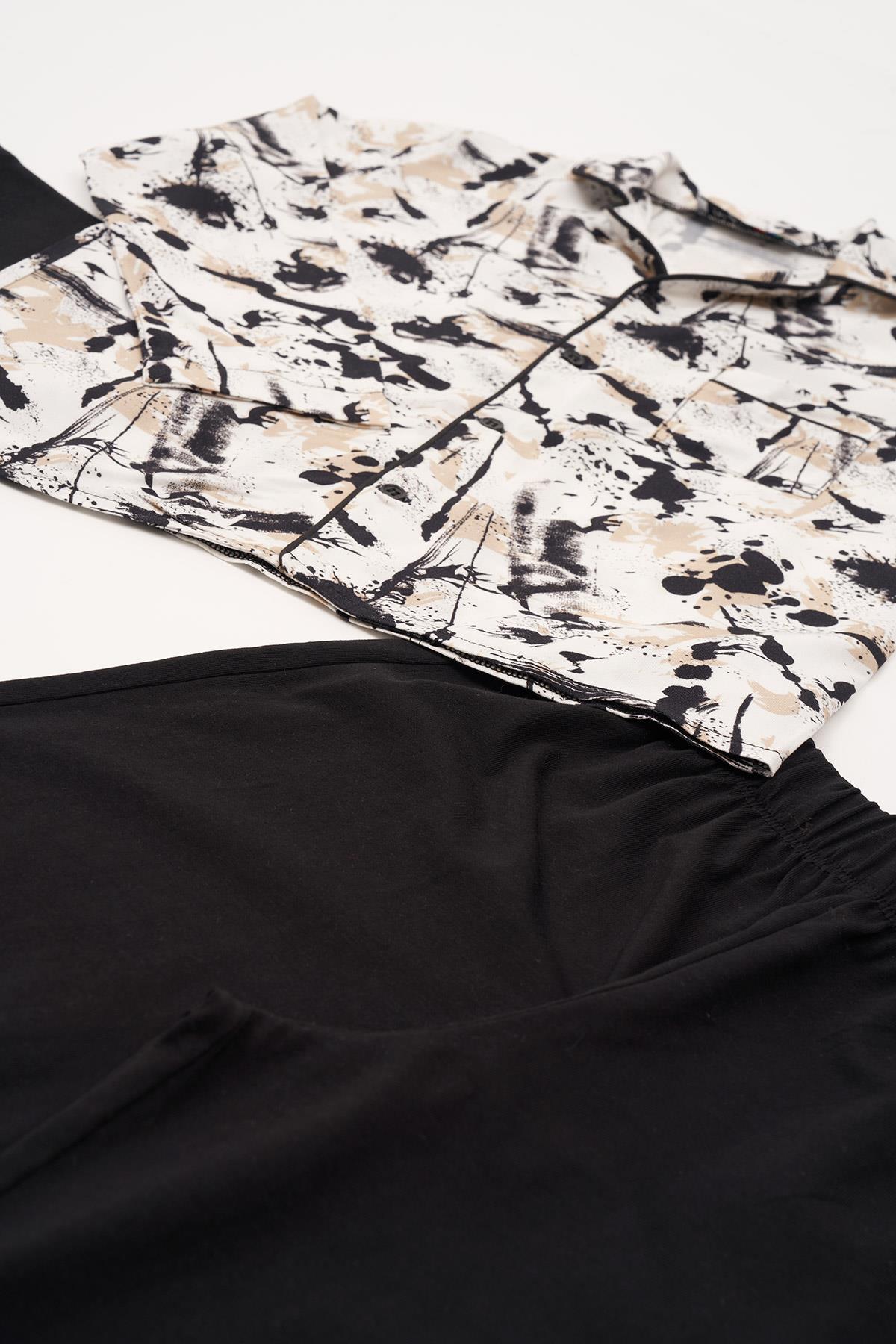 For You Kids 3'lü Ara Biyeli Tshirt Pantolon Siyah Pijama Takımı For You Kids 3'lü Ara Biyeli Tshirt Pantolon Siyah Pijama Takımı