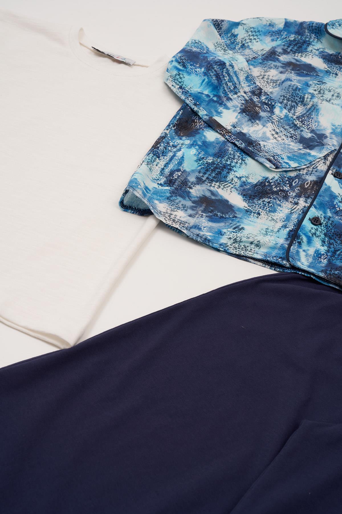 For You Kids 3'lü Ara Biyeli Tshirt Pantolon Saks Pijama Takımı For You Kids 3'lü Ara Biyeli Tshirt Pantolon Saks Pijama Takımı