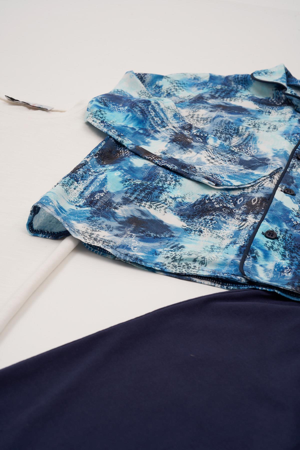 For You Kids 3'lü Ara Biyeli Tshirt Pantolon Saks Pijama Takımı For You Kids 3'lü Ara Biyeli Tshirt Pantolon Saks Pijama Takımı