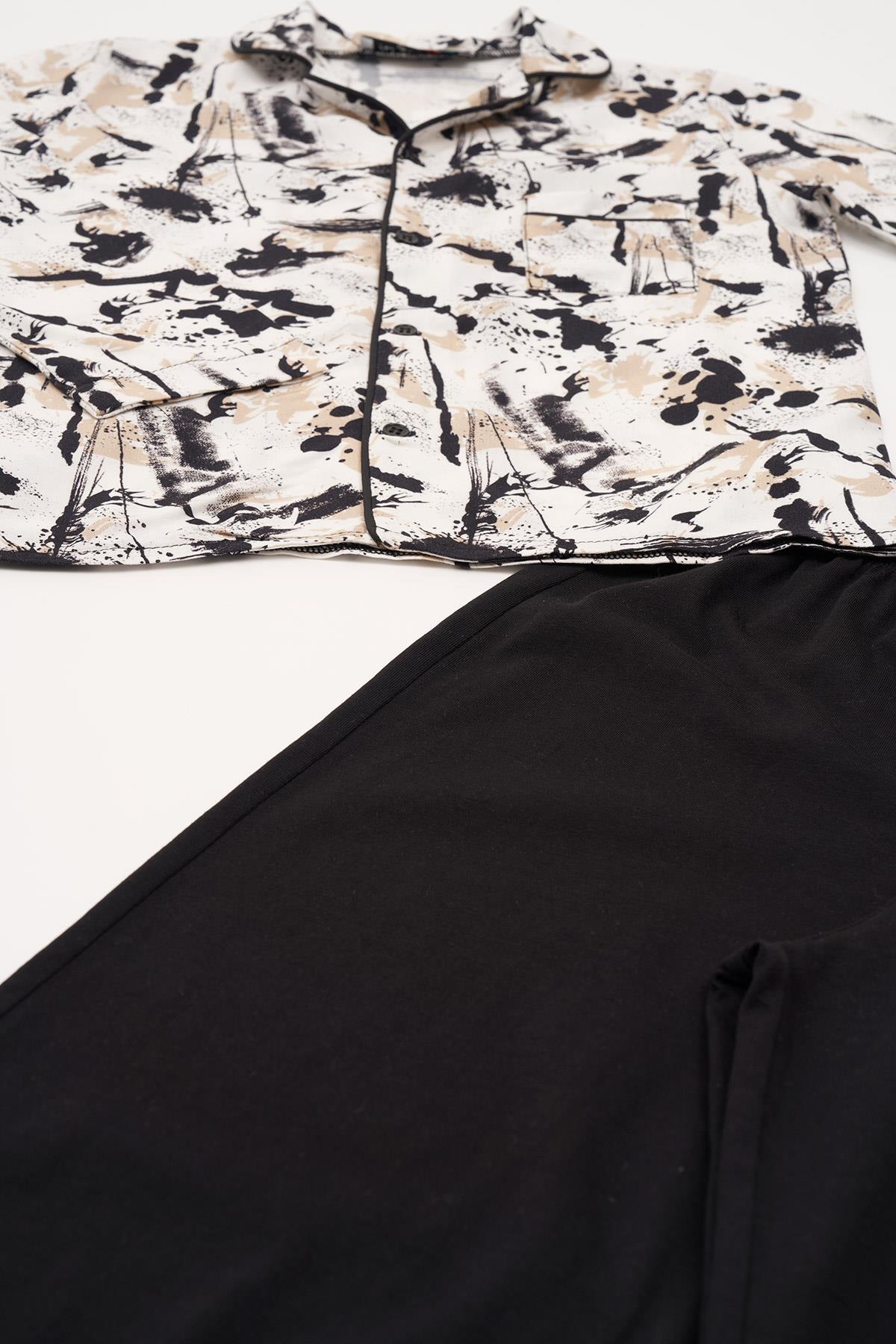 For You Kids 3'lü Ara Biyeli Tshirt Pantolon Siyah Pijama Takımı For You Kids 3'lü Ara Biyeli Tshirt Pantolon Siyah Pijama Takımı