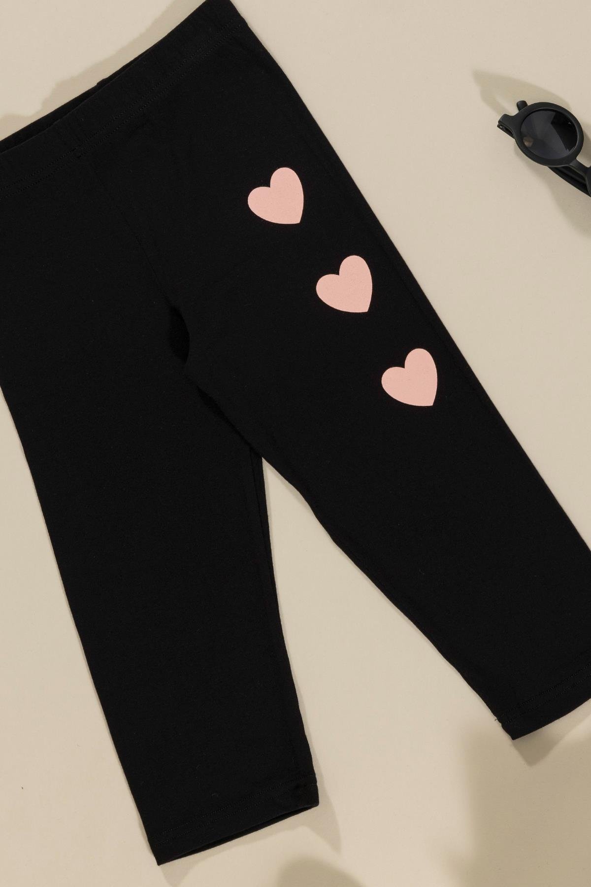 For You Kids 3'lü Love Baskılı Tshirt Atlet Tayt Siyah Takım  For You Kids 3'lü Love Baskılı Tshirt Atlet Tayt Siyah Takım