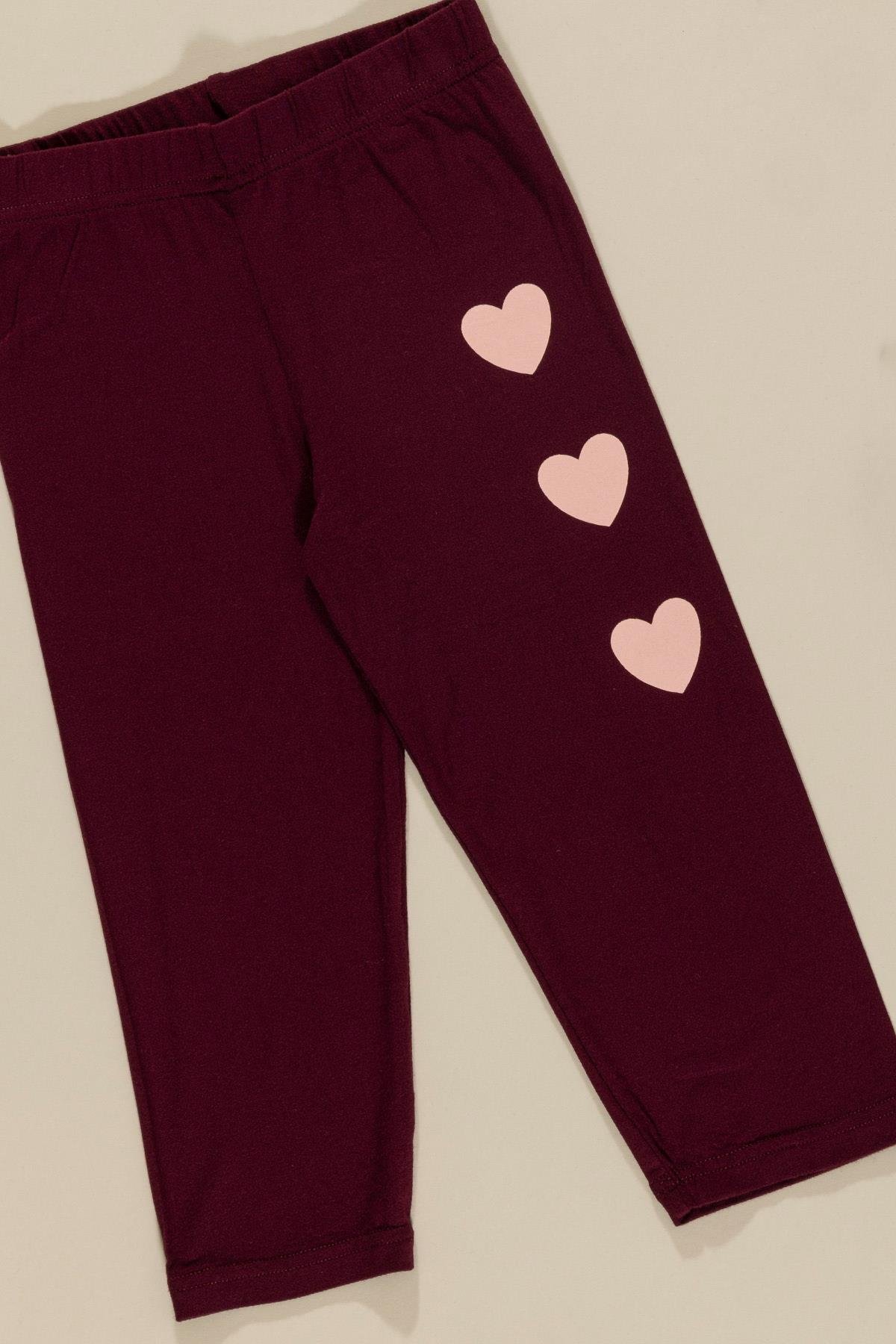 For You Kids 3'lü Love Baskılı Tshirt Atlet Tayt Bordo Takım For You Kids 3'lü Love Baskılı Tshirt Atlet Tayt Bordo Takım