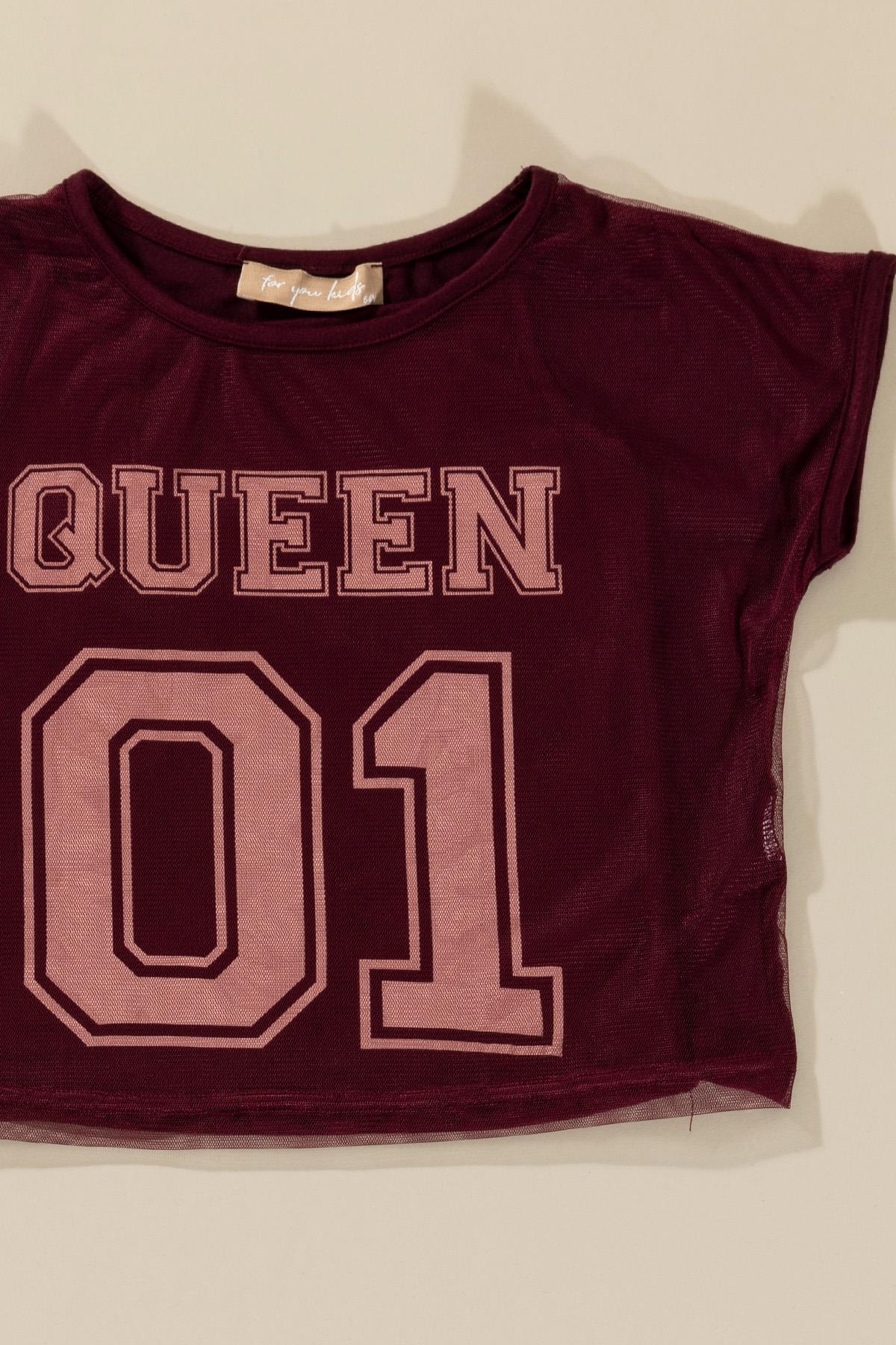 For You Kids 3'lü Queen Baskılı Tshirt Atlet Tayt Bordo Takım For You Kids 3'lü Queen Baskılı Tshirt Atlet Tayt Bordo Takım