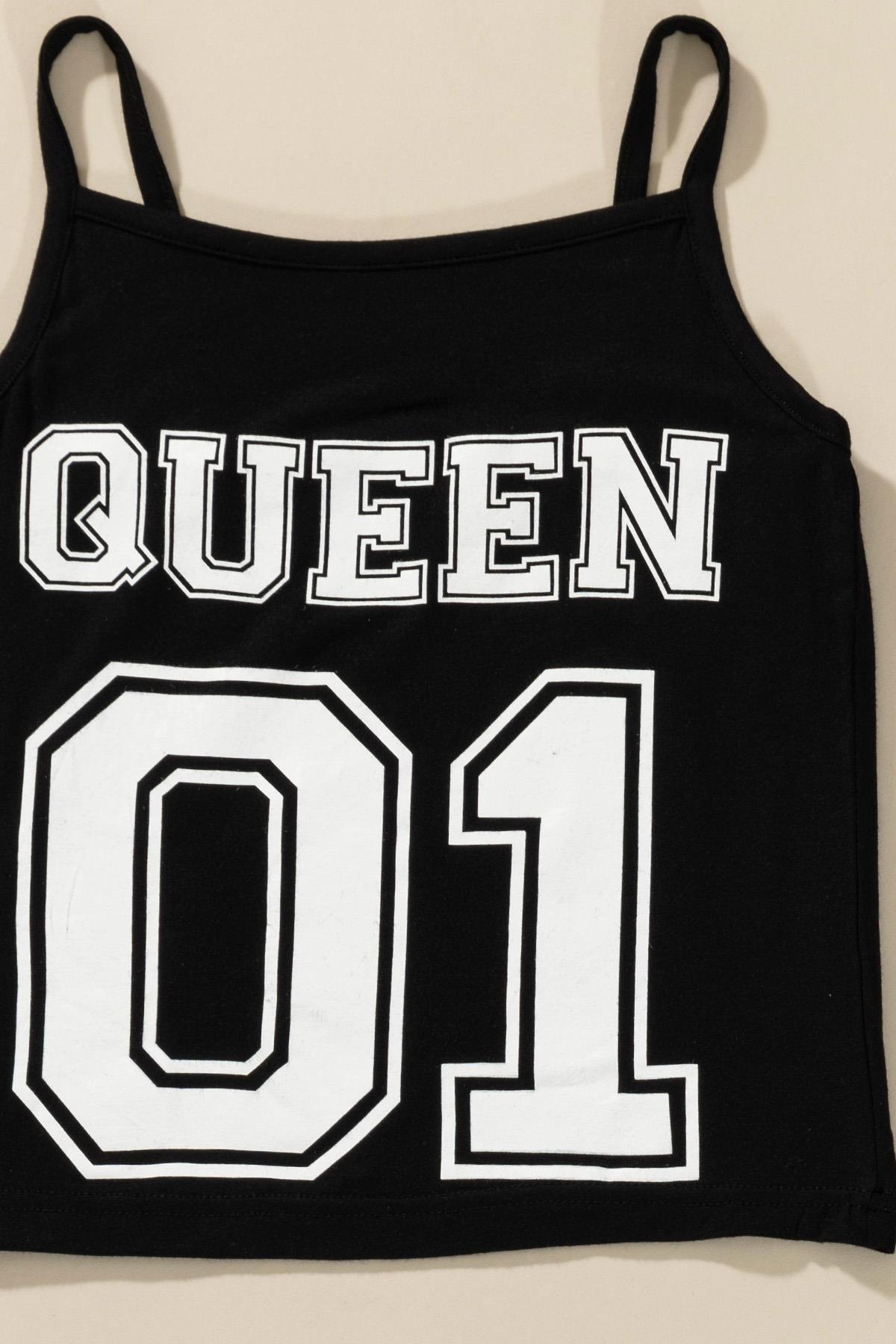 For You Kids 3'lü Queen Baskılı Tshirt Atlet Tayt Siyah Takım For You Kids 3'lü Queen Baskılı Tshirt Atlet Tayt Siyah Takım
