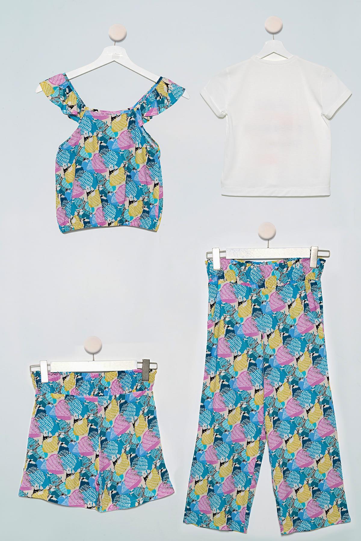 4'lü Bluz Tshirt Pantolon Şort Sarı Takım For You Kids 4'lü Bluz Tshirt Pantolon Şort Sarı Takım