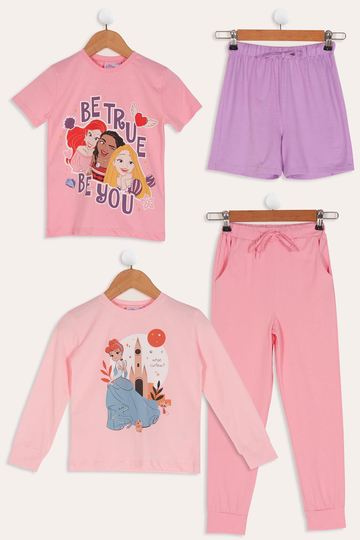 For You Kids 4'lü Disney Princess Baskılı Tshirt Şort Pantolon Takım For You Kids 4'lü Disney Princess Baskılı Tshirt Şort Pantolon Takım