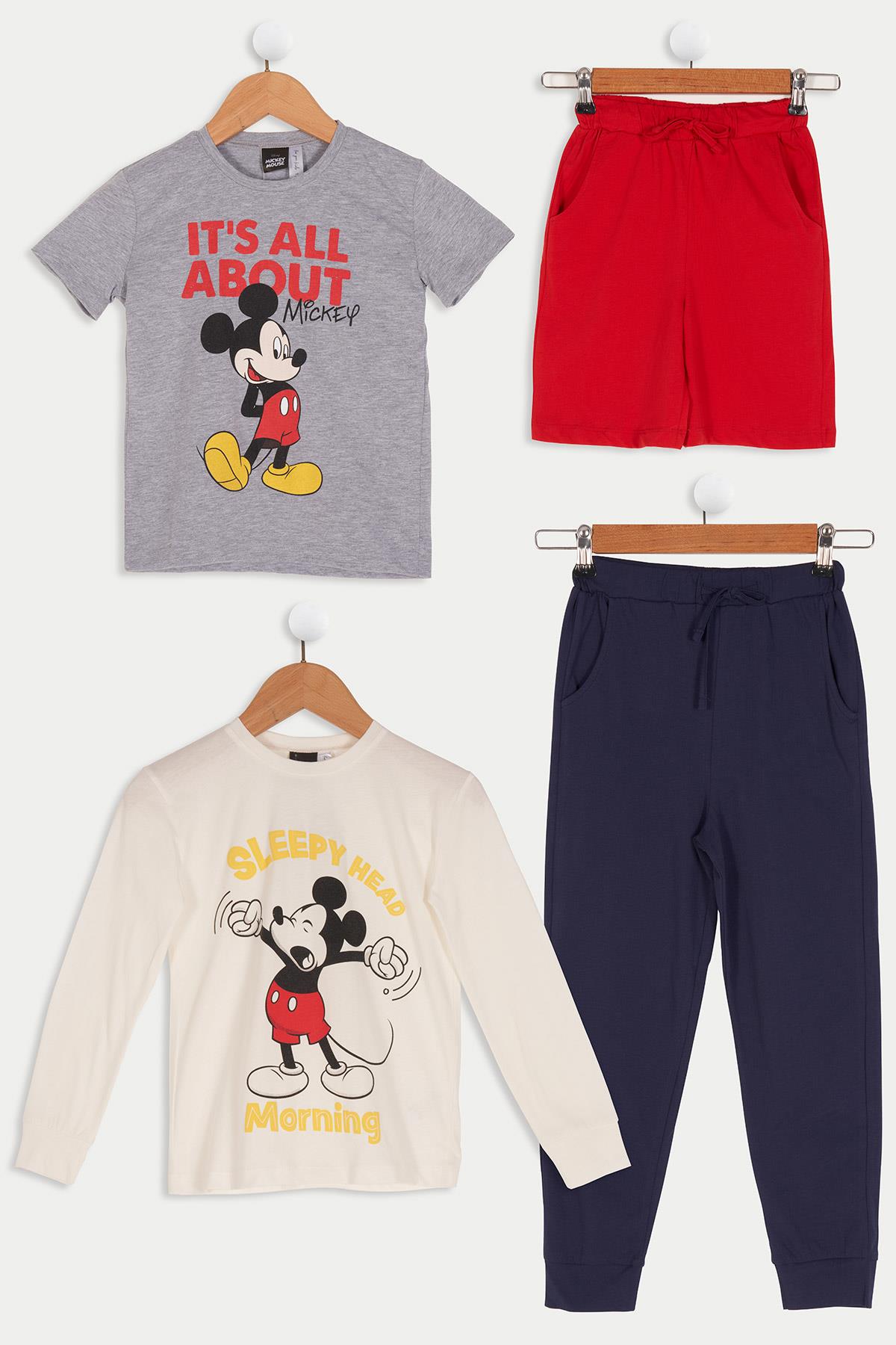 For You Kids 4'lü Mickey Mouse Baskılı Tshirt Şort Pantolon Takım For You Kids 4'lü Mickey Mouse Baskılı Tshirt Şort Pantolon Takım