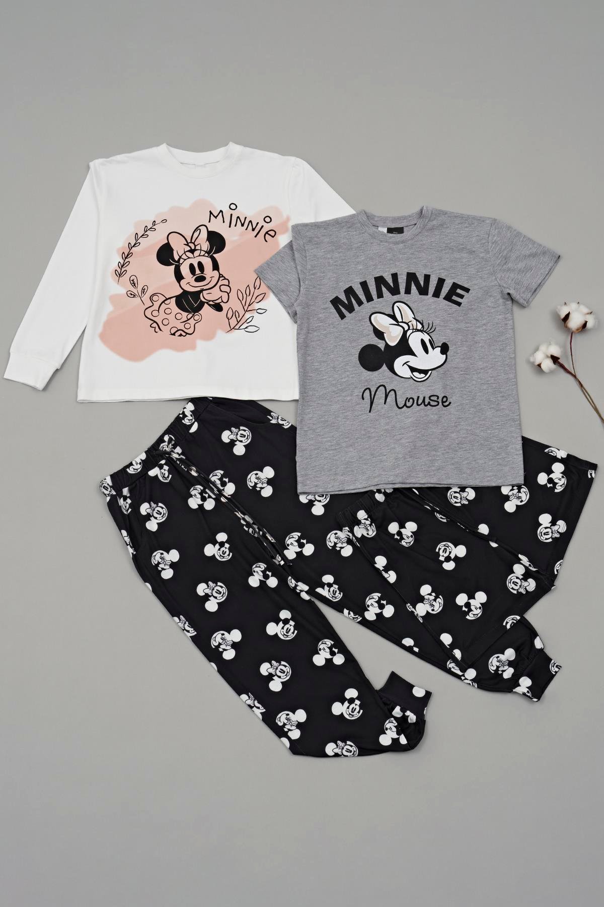 For You Kids 4'lü Minnie Mouse Baskılı Tshirt Şort Pantolon Takım  For You Kids 4'lü Minnie Mouse Baskılı Tshirt Şort Pantolon Takım 