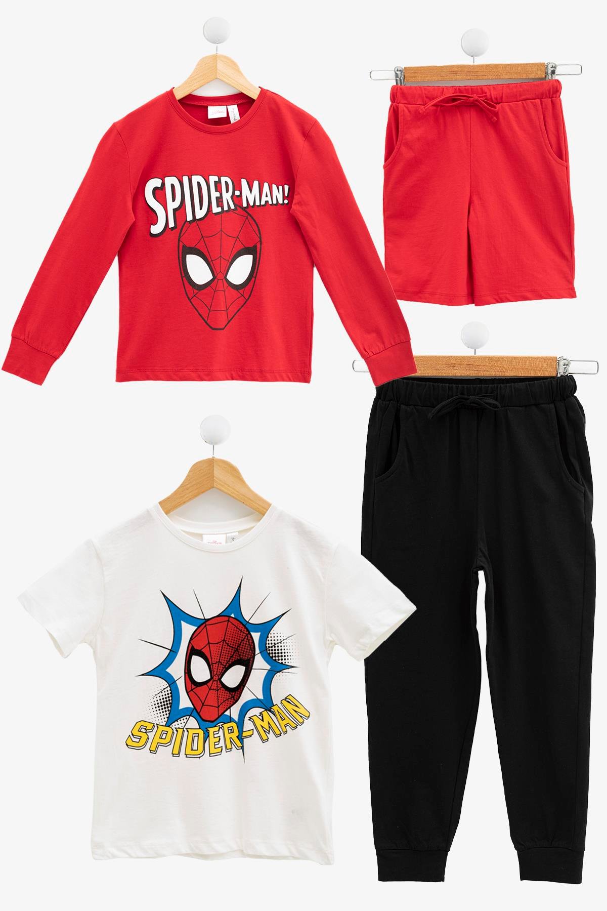 For You Kids 4'lü SPİDER MAN Baskılı Tshirt Şort Pantolon Kırmızı Takım For You Kids 4'lü SPİDER-MAN Baskılı Tshirt Şort Pantolon Kırmızı Takım