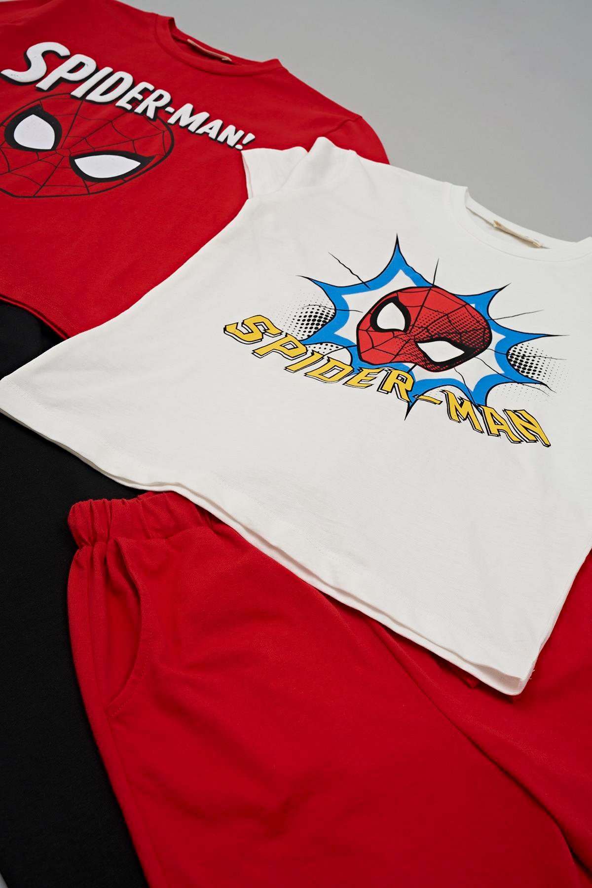 For You Kids 4'lü SPİDER MAN Baskılı Tshirt Şort Pantolon Kırmızı Takım For You Kids 4'lü SPİDER-MAN Baskılı Tshirt Şort Pantolon Kırmızı Takım