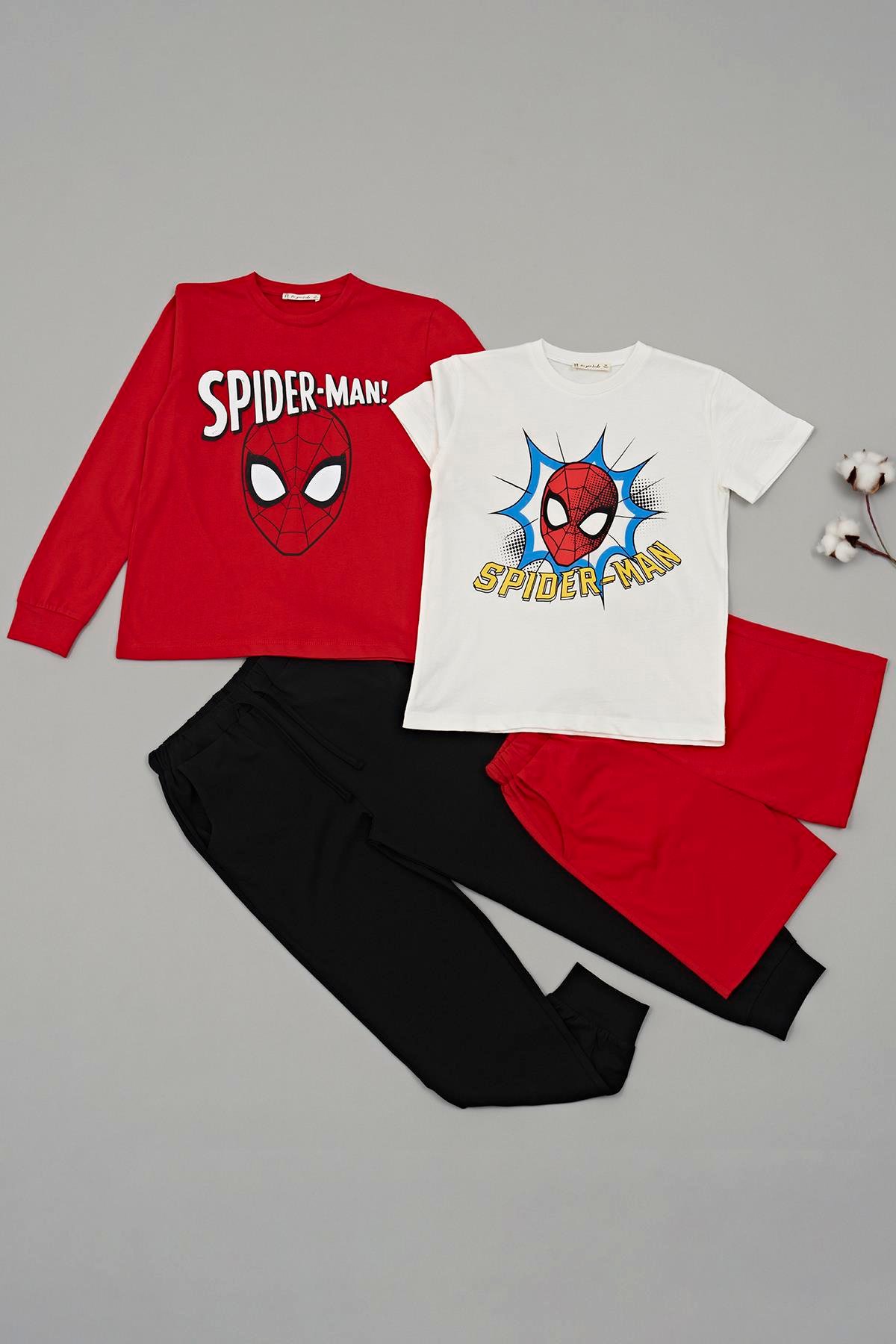 For You Kids 4'lü SPİDER MAN Baskılı Tshirt Şort Pantolon Kırmızı Takım For You Kids 4'lü SPİDER-MAN Baskılı Tshirt Şort Pantolon Kırmızı Takım