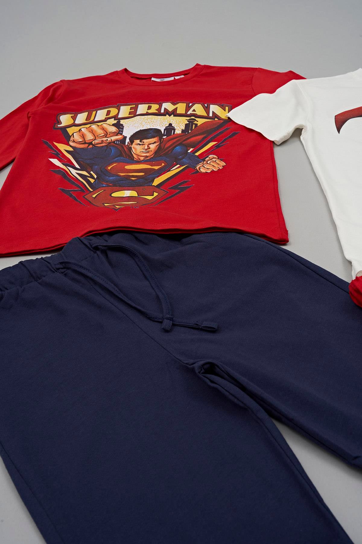 For You Kids 4'lü Süpermen Baskılı Tshirt Şort Pantolon Takım For You Kids 4'lü Süpermen Baskılı Tshirt Şort Pantolon Takım