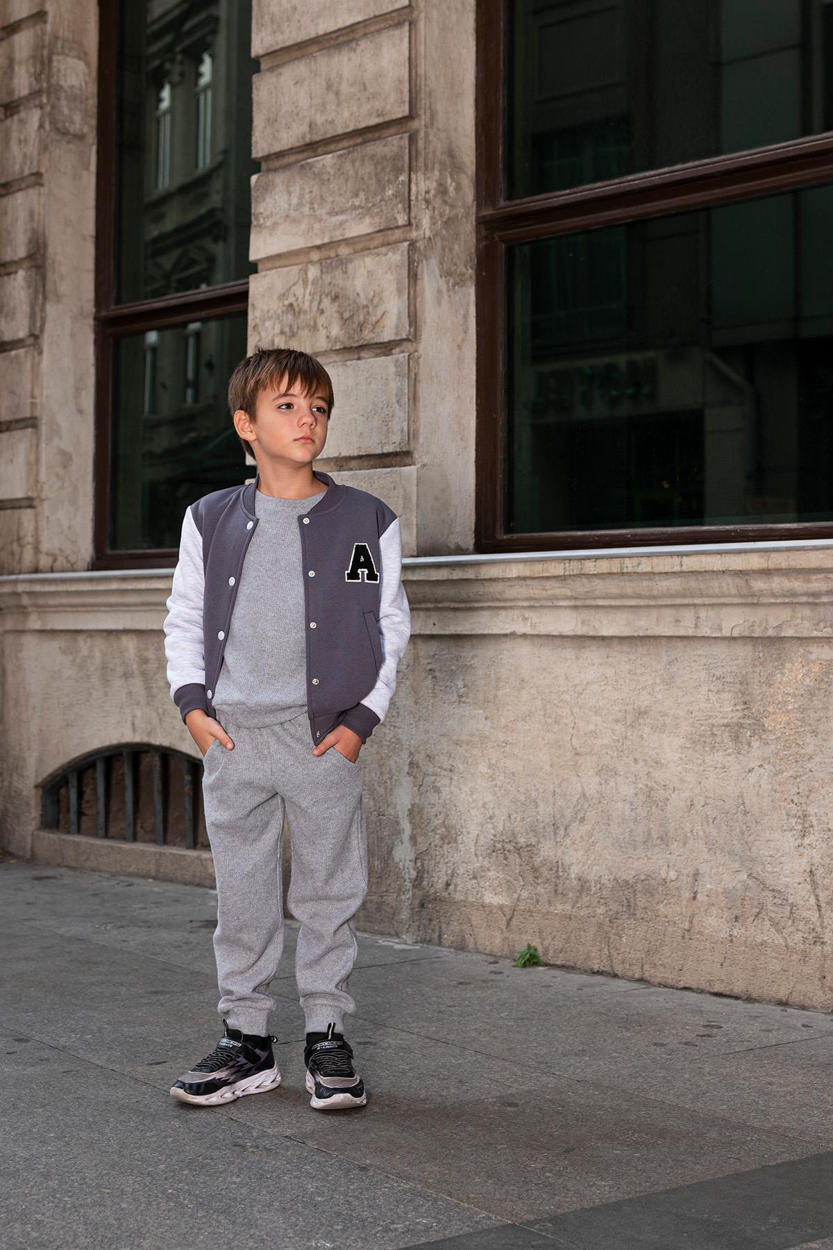 For You Kids A Nakışlı Antrasit Bomber Kolej Ceket For You Kids A Nakışlı Antrasit Bomber Kolej Ceket