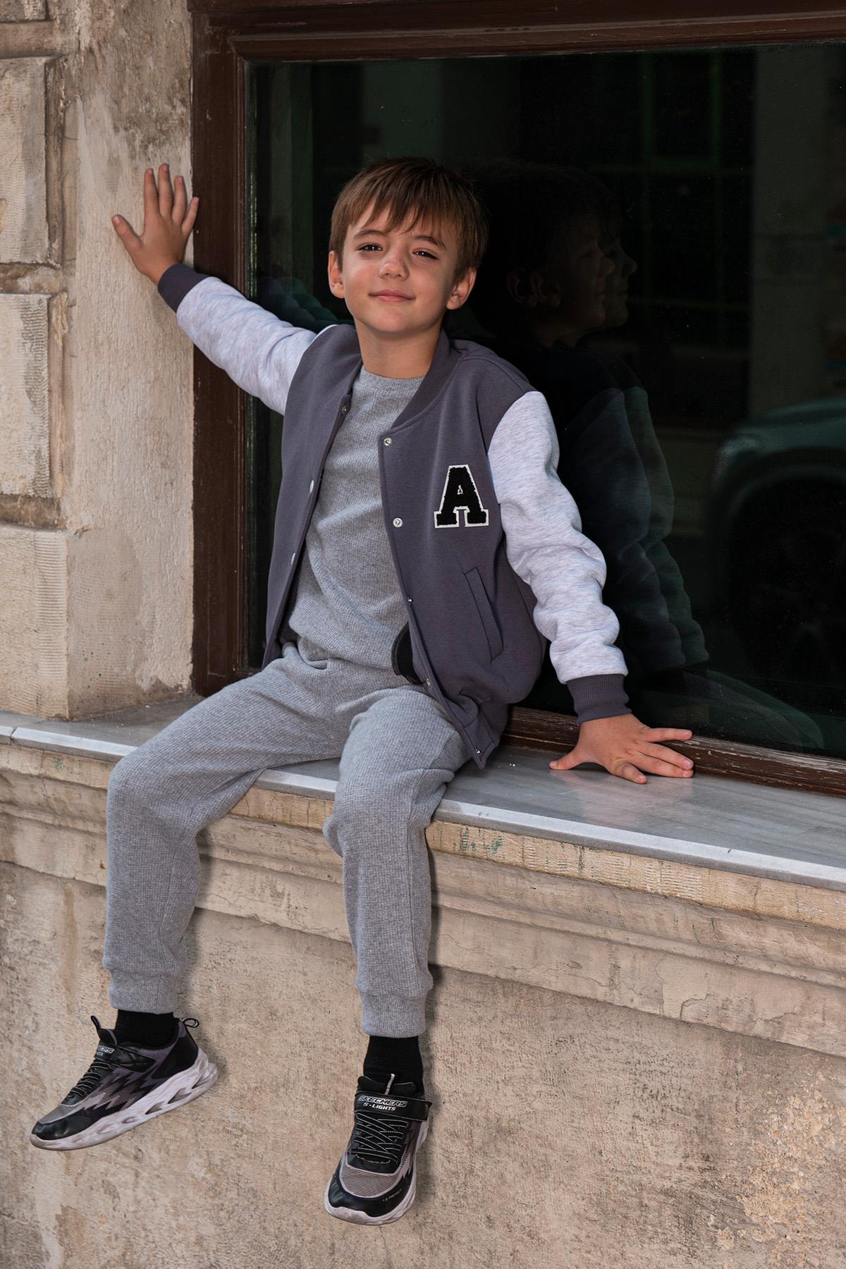 For You Kids A Nakışlı Antrasit Bomber Kolej Ceket For You Kids A Nakışlı Antrasit Bomber Kolej Ceket