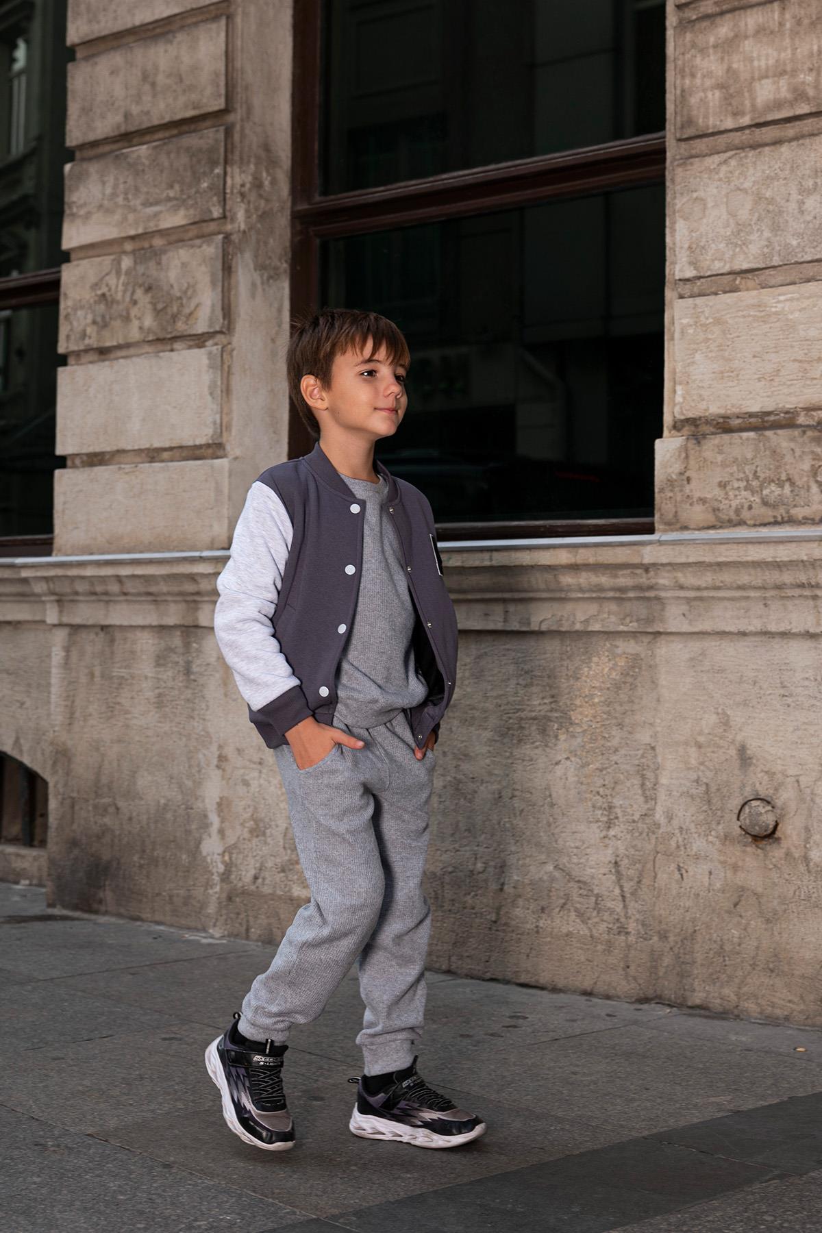 For You Kids A Nakışlı Antrasit Bomber Kolej Ceket For You Kids A Nakışlı Antrasit Bomber Kolej Ceket