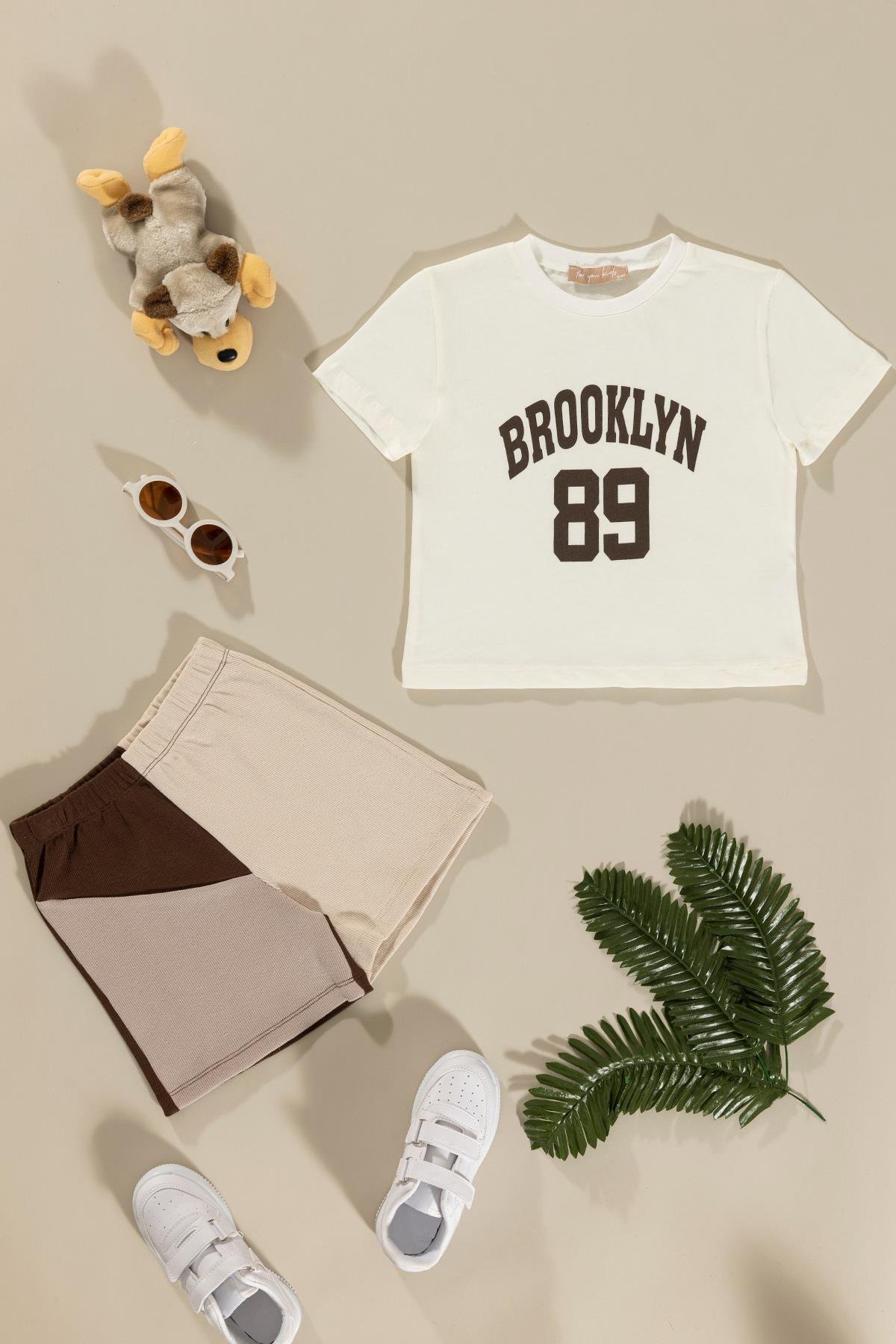 For You Kids Baskılı Garnili Kahve Alt Üst Takım For You Kids Baskılı Garnili Kahve Alt Üst Takım