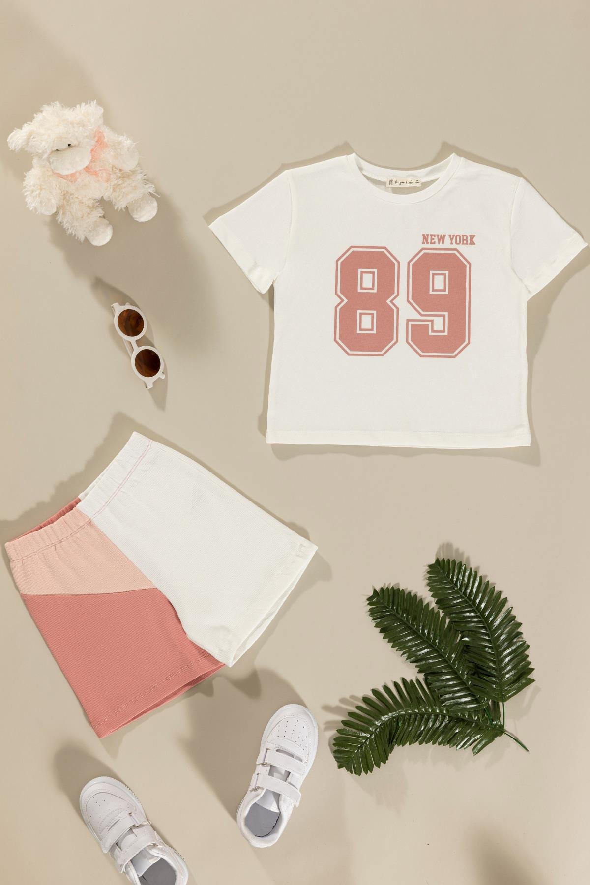 For You Kids Baskılı Garnili Pembe Alt Üst Pembe Takım For You Kids Baskılı Garnili Pembe Alt Üst Pembe Takım