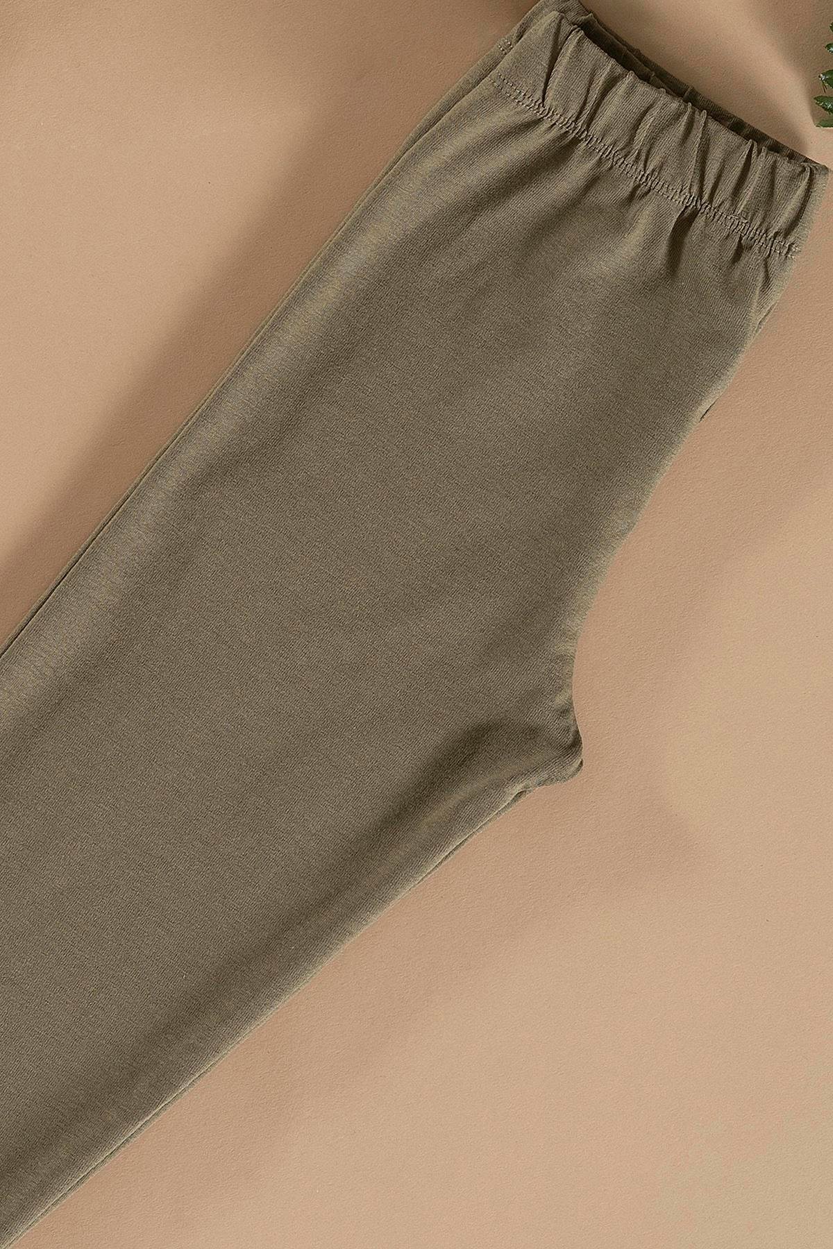 For You Kids Baskılı Tshirt Tayt Haki Alt Üst Takım For You Kids Baskılı Tshirt Tayt Haki Alt Üst Takım