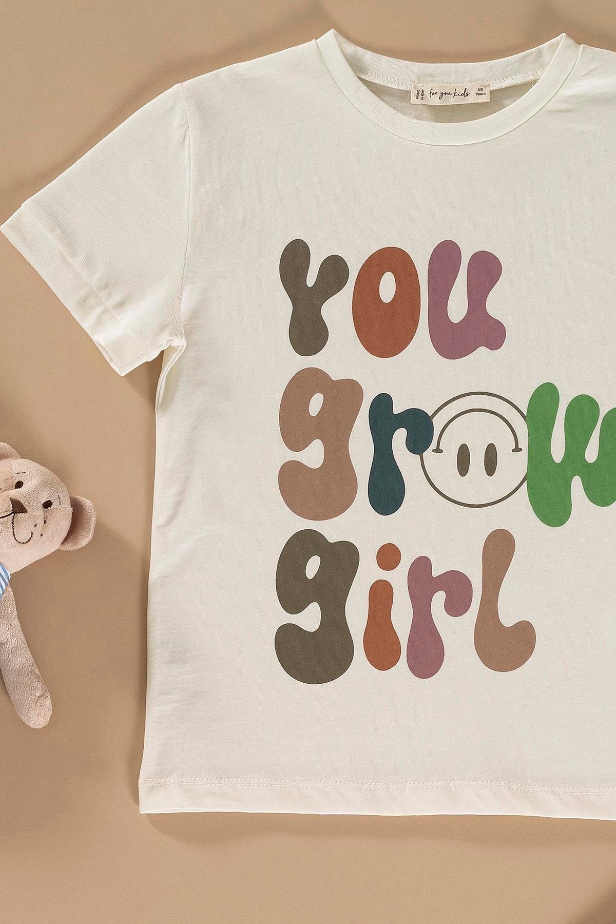 For You Kids Baskılı Tshirt Tayt Haki Alt Üst Takım For You Kids Baskılı Tshirt Tayt Haki Alt Üst Takım