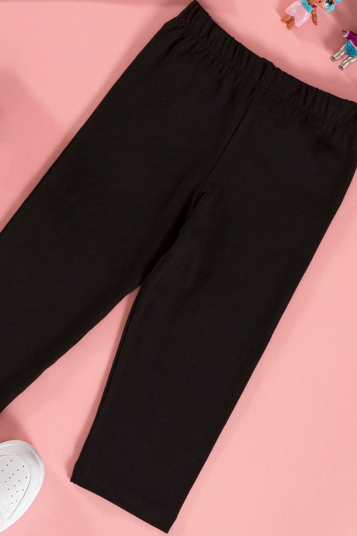 For You Kids Baskılı Tshirt Tayt Siyah Alt Üst Takım For You Kids Baskılı Tshirt Tayt Siyah Alt Üst Takım