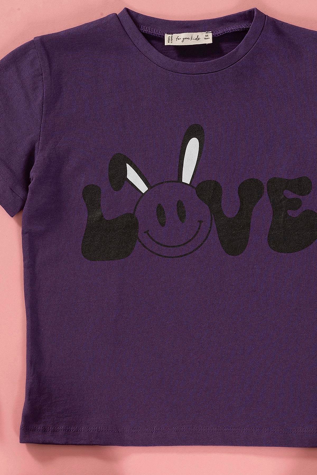 For You Kids Baskılı Tshirt Tayt Siyah Alt Üst Takım For You Kids Baskılı Tshirt Tayt Siyah Alt Üst Takım