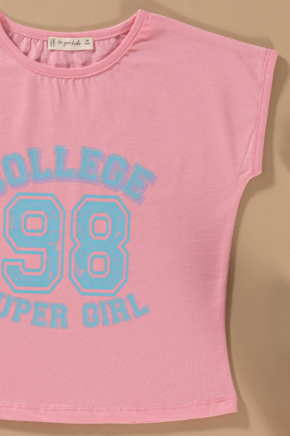 For You Kids Baskılı Yarasa Kol Garni Detaylı Pembe Alt Üst Takım For You Kids Baskılı Yarasa Kol Garni Detaylı Pembe Alt Üst Takım