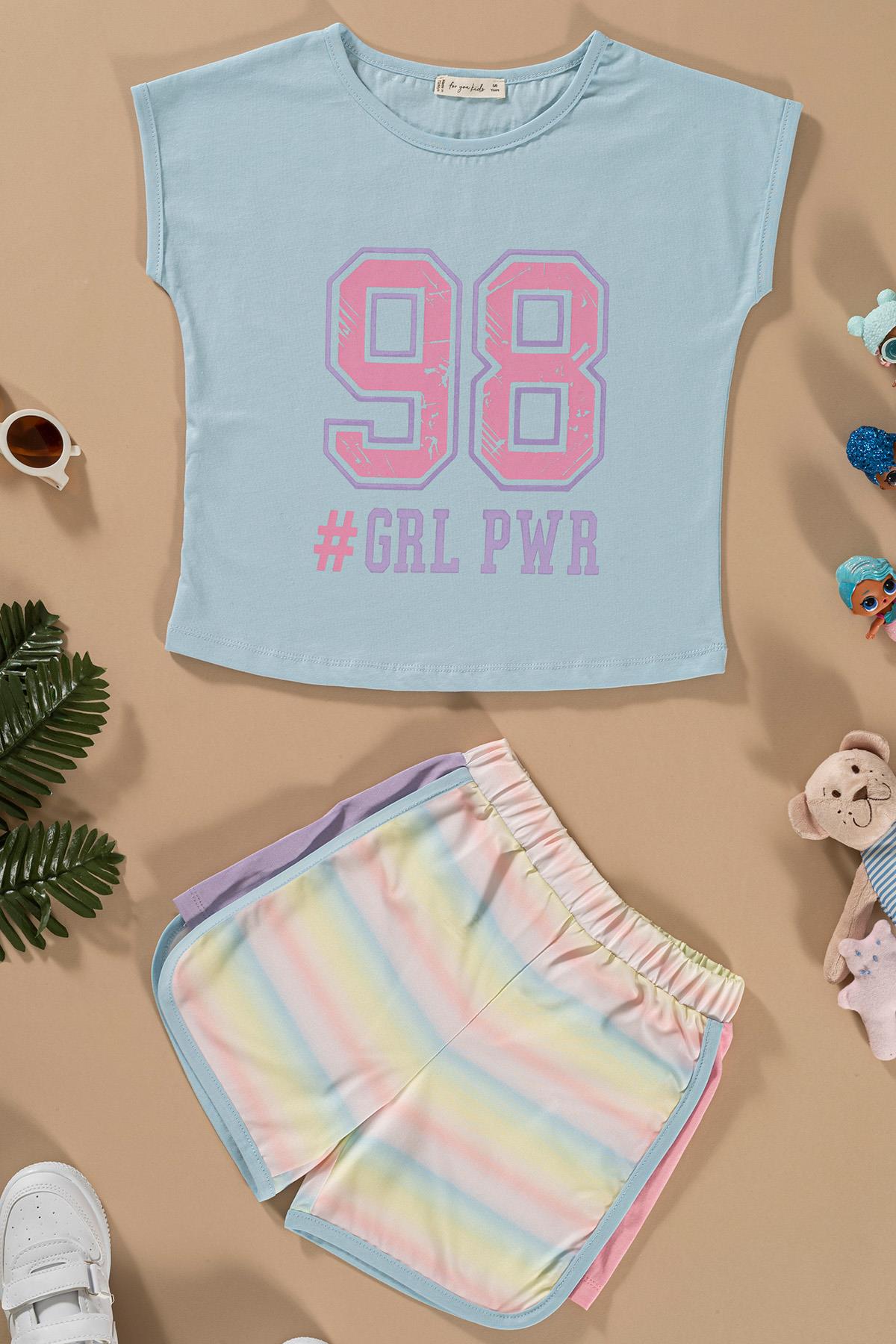 For You Kids Baskılı Yarasa Kol Garni Detaylı Mavi Alt Üst Takım For You Kids Baskılı Yarasa Kol Garni Detaylı Mavi Alt Üst Takım