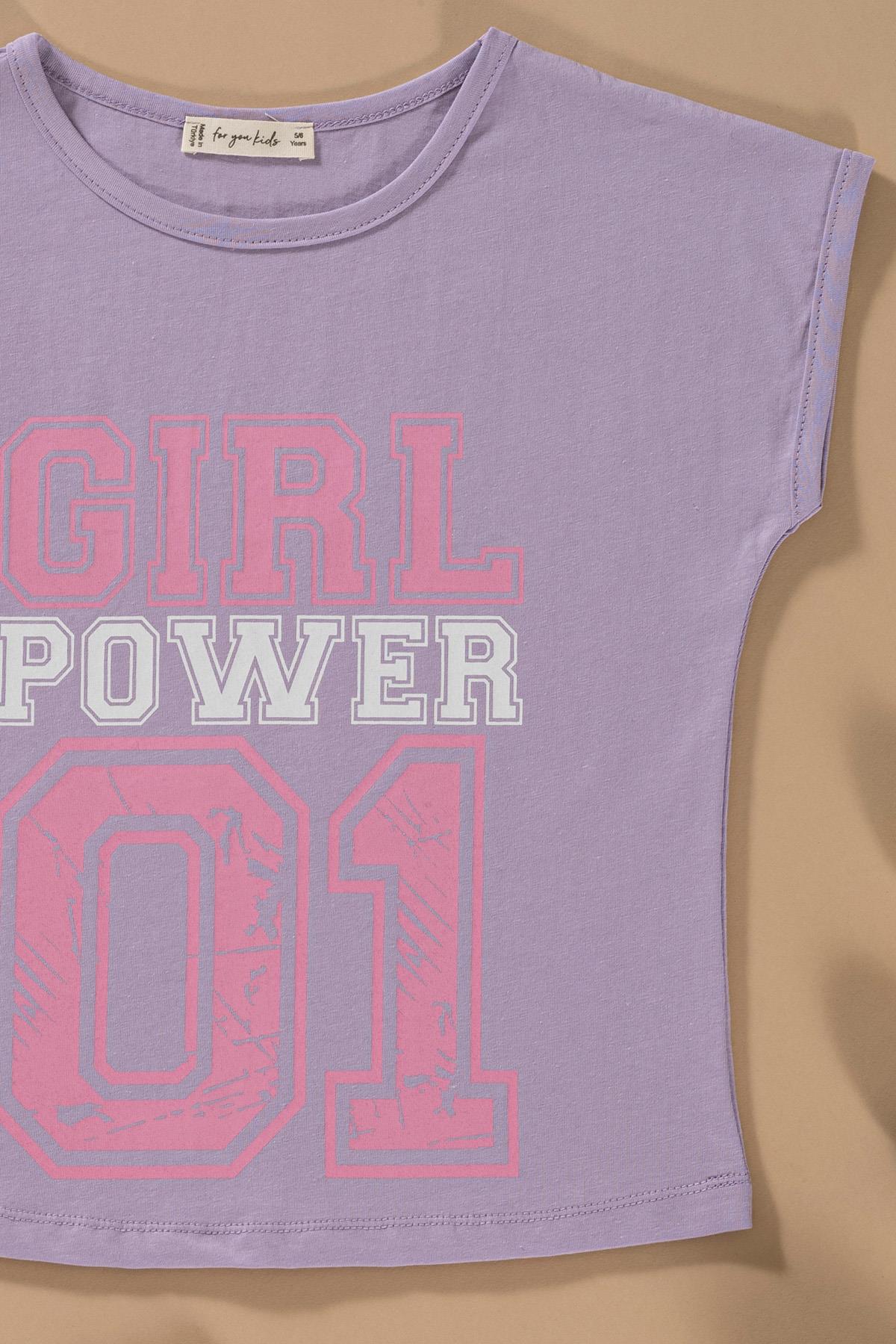 For You Kids Baskılı Yarasa Kol Garni Detaylı Lila Alt Üst Takım For You Kids Baskılı Yarasa Kol Garni Detaylı Lila Alt Üst Takım