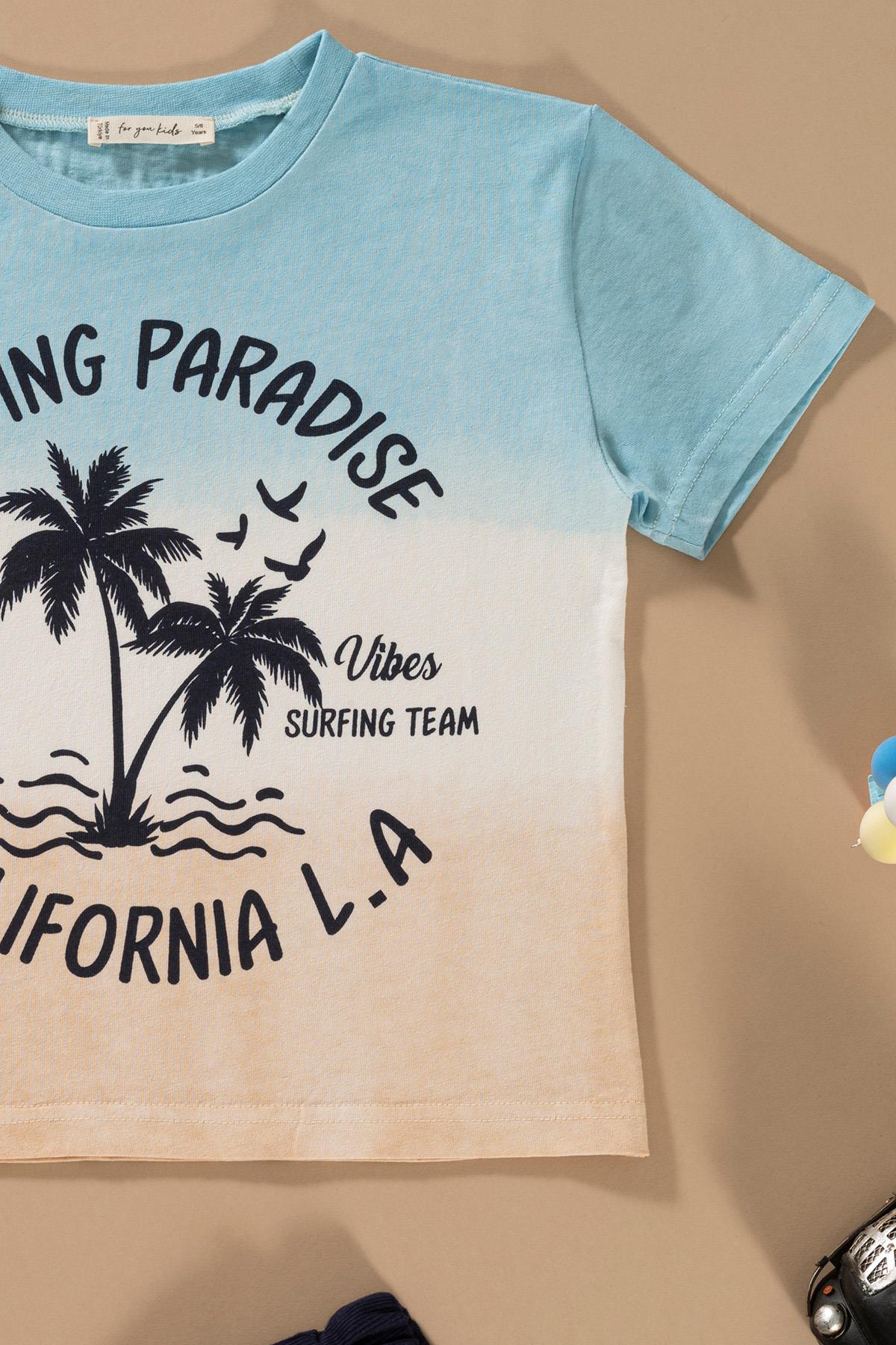 For You Kids Batik Baskılı Buz Mavisi Tshirt Şort Takım For You Kids Batik Baskılı Buz Mavisi Tshirt Şort Takım