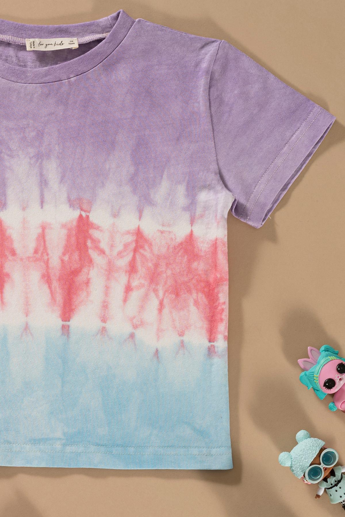 For You Kids Batik Yıkamalı Lila Tshirt Şort Takım For You Kids Batik Yıkamalı Lila Tshirt Şort Takım