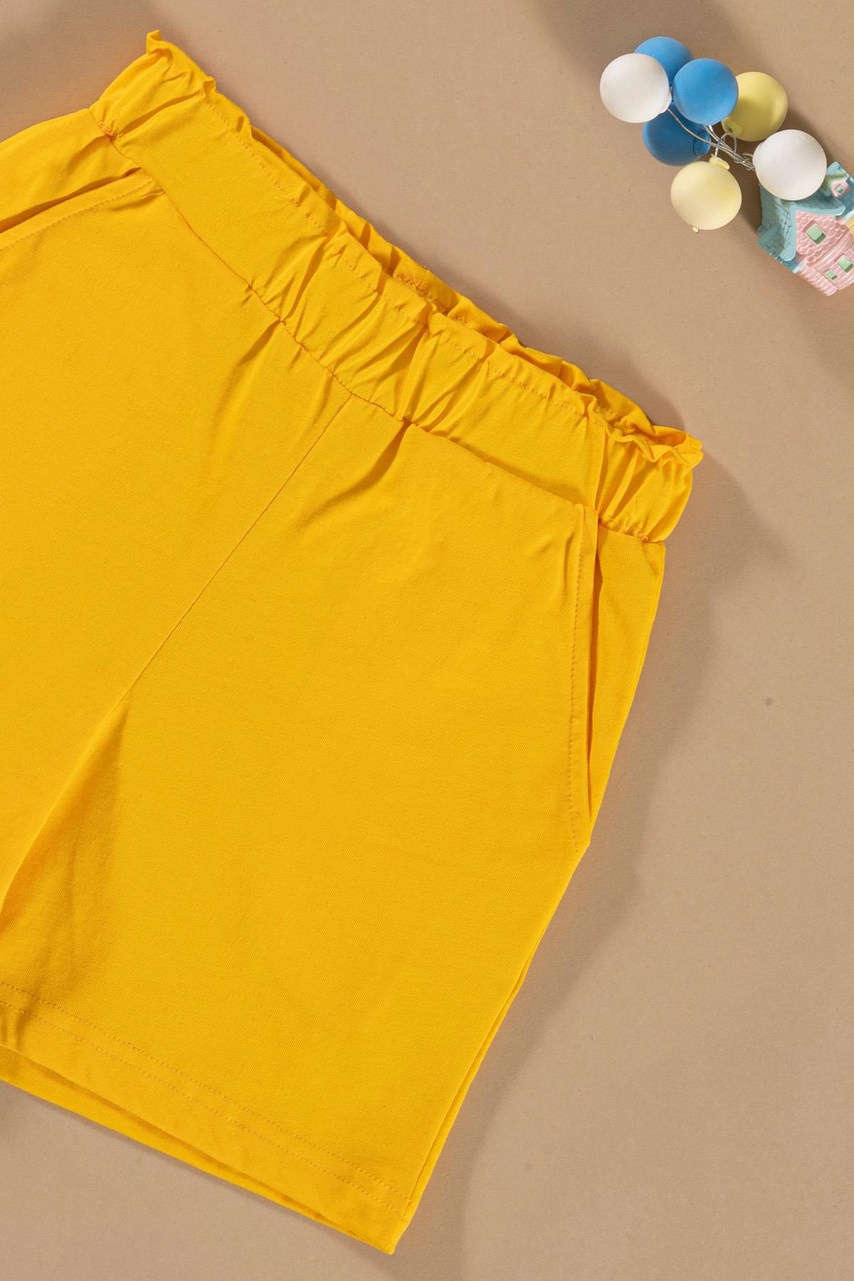 For You Kids Batik Yıkamalı Sarı Tshirt Şort Takım For You Kids Batik Yıkamalı Sarı Tshirt Şort Takım