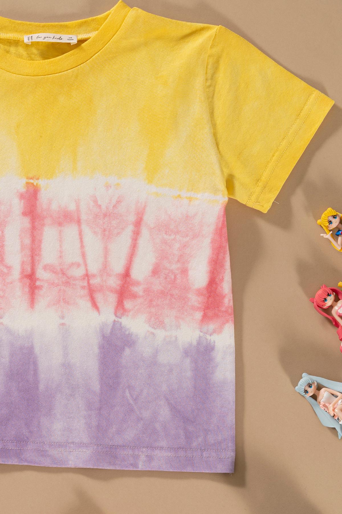 For You Kids Batik Yıkamalı Sarı Tshirt Şort Takım For You Kids Batik Yıkamalı Sarı Tshirt Şort Takım