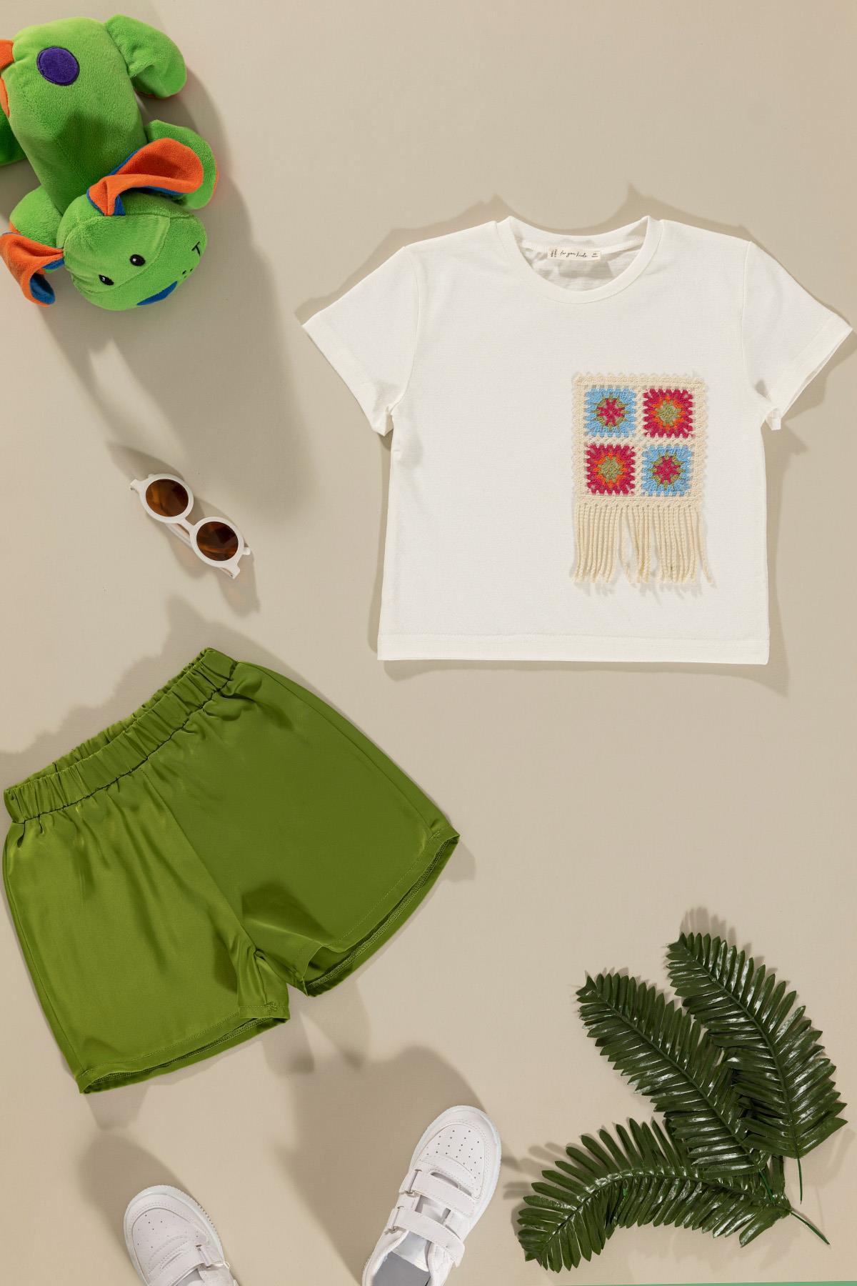 For You Kids Cep Dantel Detaylı Yeşil Tsihrt Şort Takım For You Kids Cep Dantel Detaylı Yeşil Tsihrt Şort Takım