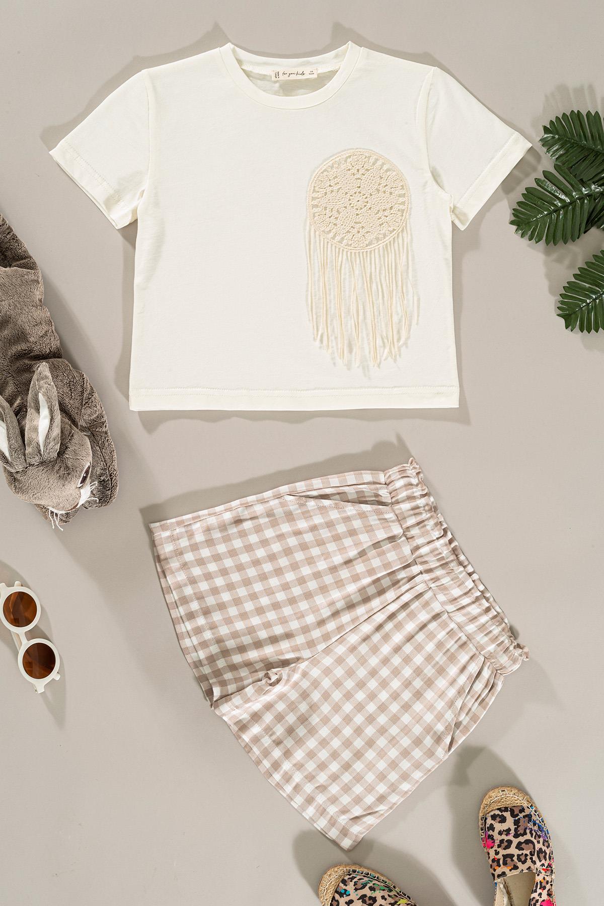 For You Kids Cep Detaylı Tshirt Ekose Şort Taş Alt Üst Takım For You Kids Cep Detaylı Tshirt Ekose Şort Taş Alt Üst Takım