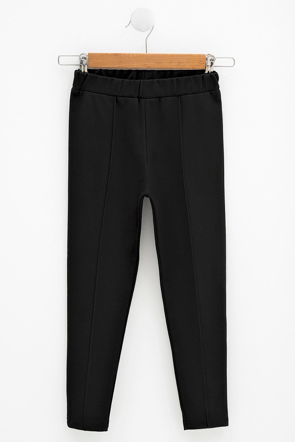 For You Kids Çıma Detaylı Likralı İnterlok Siyah Tayt For You Kids Çıma Detaylı Likralı İnterlok Siyah Tayt