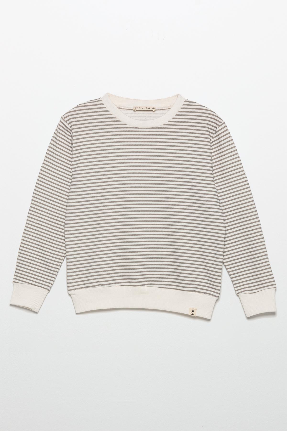 For You Kids Çizgili Ekru Alt Üst Takım For You Kids Çizgili Ekru Alt Üst Takım