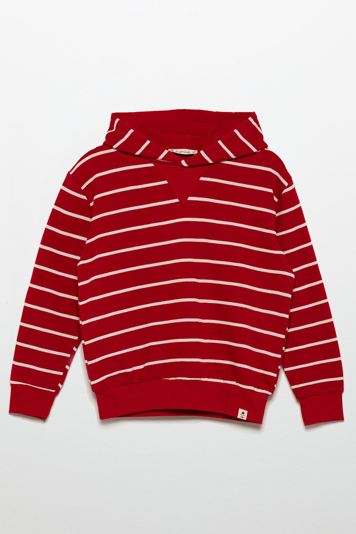 For You Kids Çizgili Kapişonlu Jogger Kırmızı Alt Üst Takım For You Kids Çizgili Kapişonlu Jogger Kırmızı Alt Üst Takım