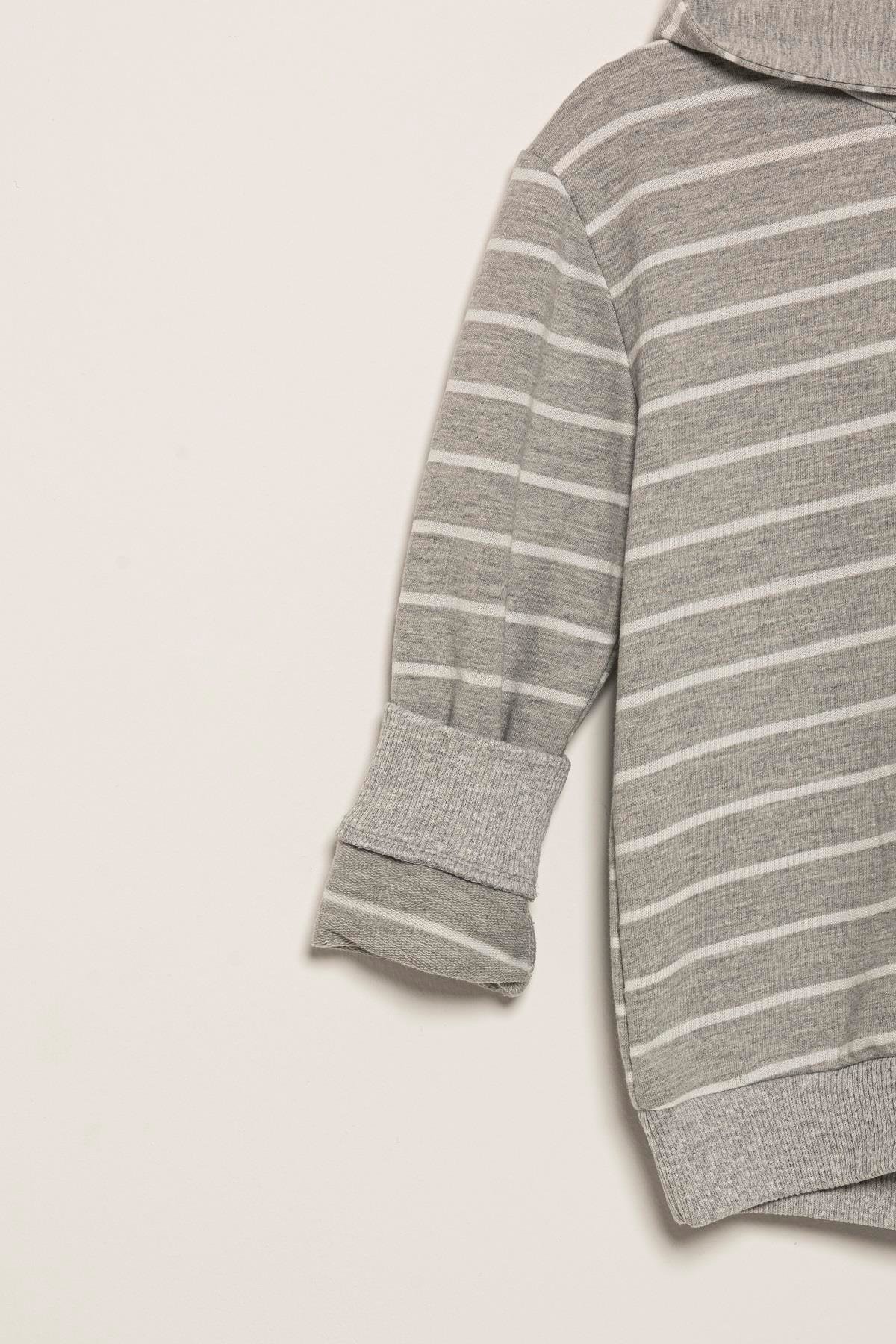 For You Kids Çizgili Kapişonlu Jogger Gri Alt Üst Takım For You Kids Çizgili Kapişonlu Jogger Gri Alt Üst Takım