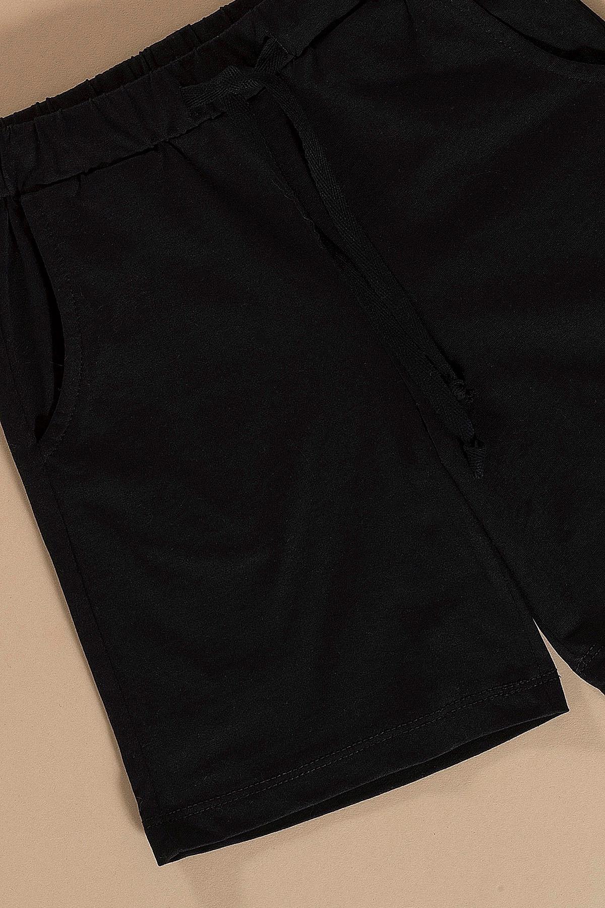 Çizgili Siyah Tshirt Şort Takım  For You Kids Çizgili Siyah Tshirt Şort Takım 