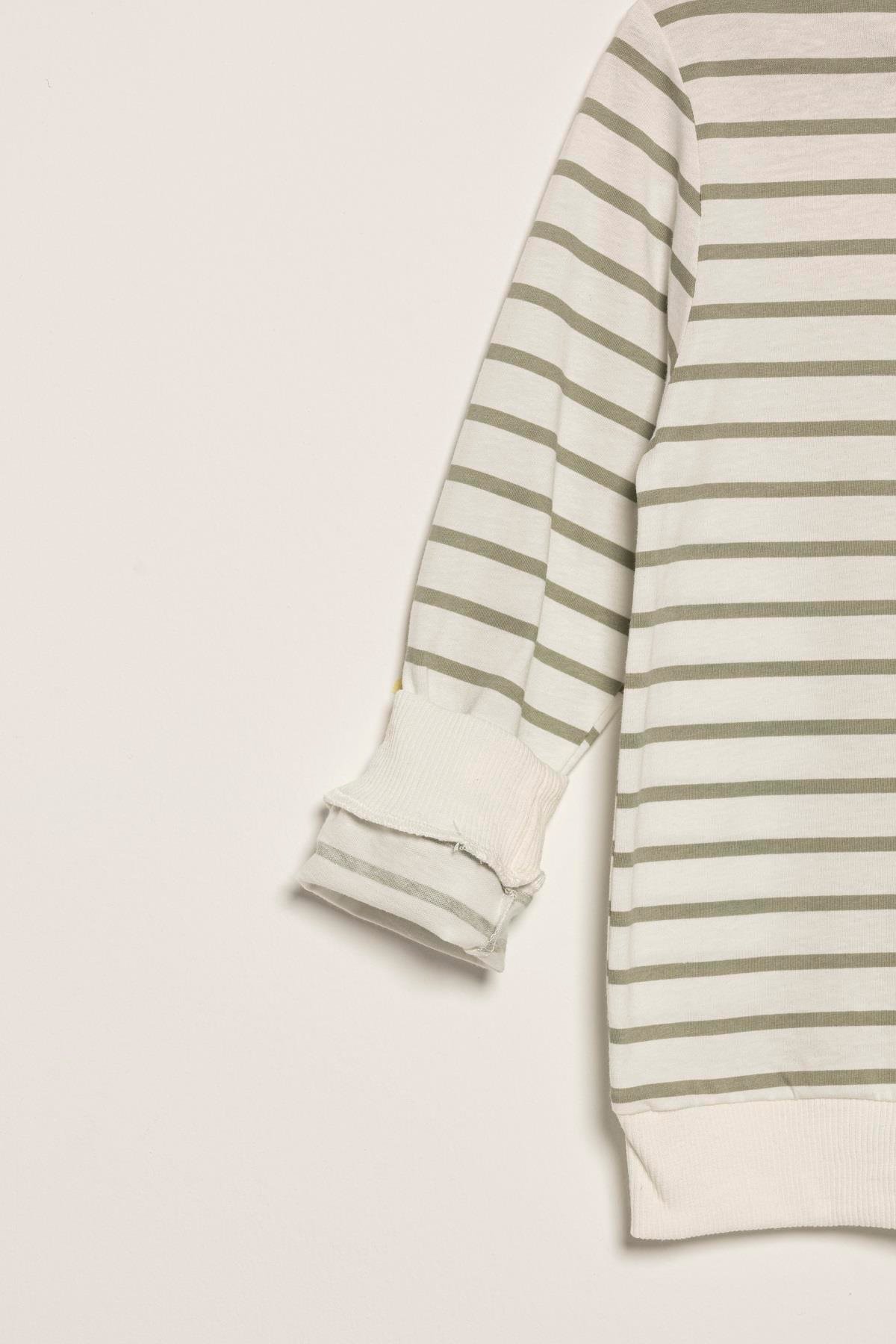 For You Kids Çizgili Sweatshirt Jogger Yeşil Alt Üst Takım For You Kids Çizgili Sweatshirt Jogger Yeşil Alt Üst Takım