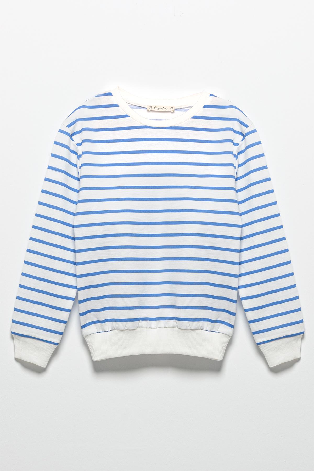 For You Kids Çizgili Sweatshirt Jogger Saks Alt Üst Takım For You Kids Çizgili Sweatshirt Jogger Saks Alt Üst Takım