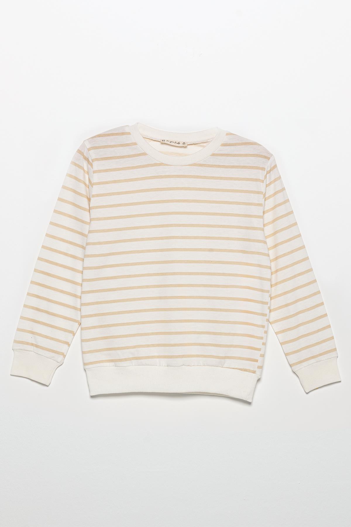 For You Kids Çizgili Sweatshirt Jogger Taş Alt Üst Takım For You Kids Çizgili Sweatshirt Jogger Taş Alt Üst Takım