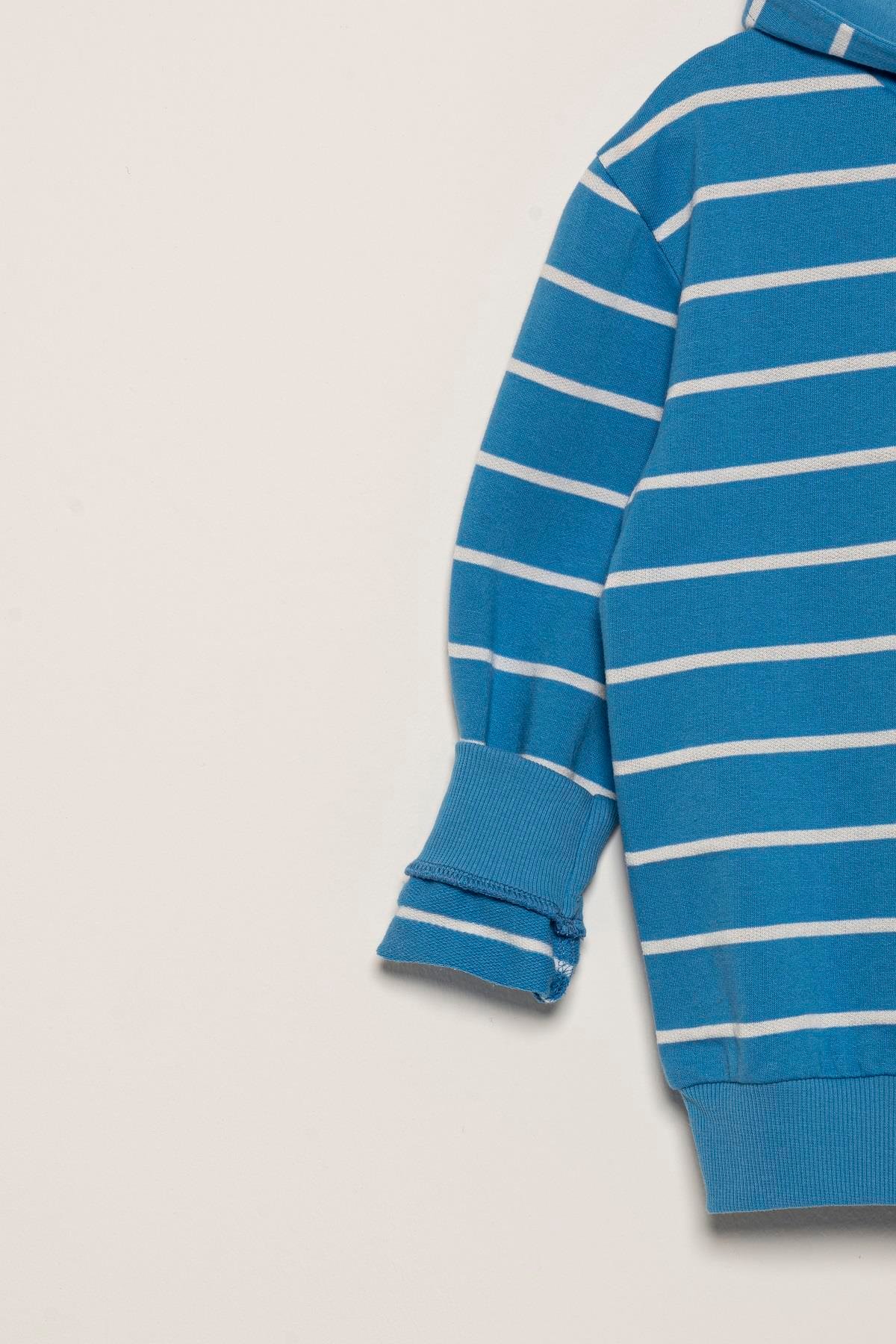 For You Kids Çizgili Sweatshirt Jogger Mavi Alt Üst Takım For You Kids Çizgili Sweatshirt Jogger Mavi Alt Üst Takım