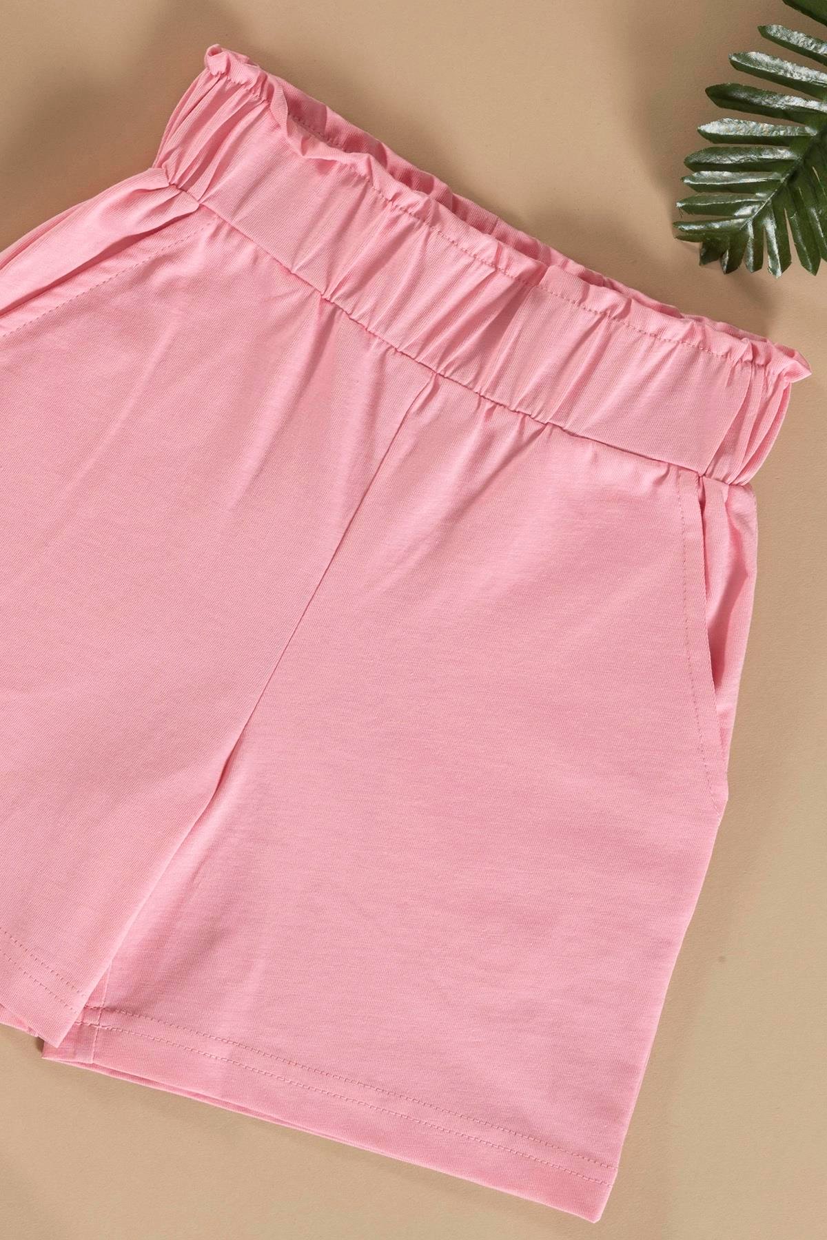 For You Kids Çizgili Tshirt Şort Pembe Takım For You Kids Çizgili Tshirt Şort Pembe Takım