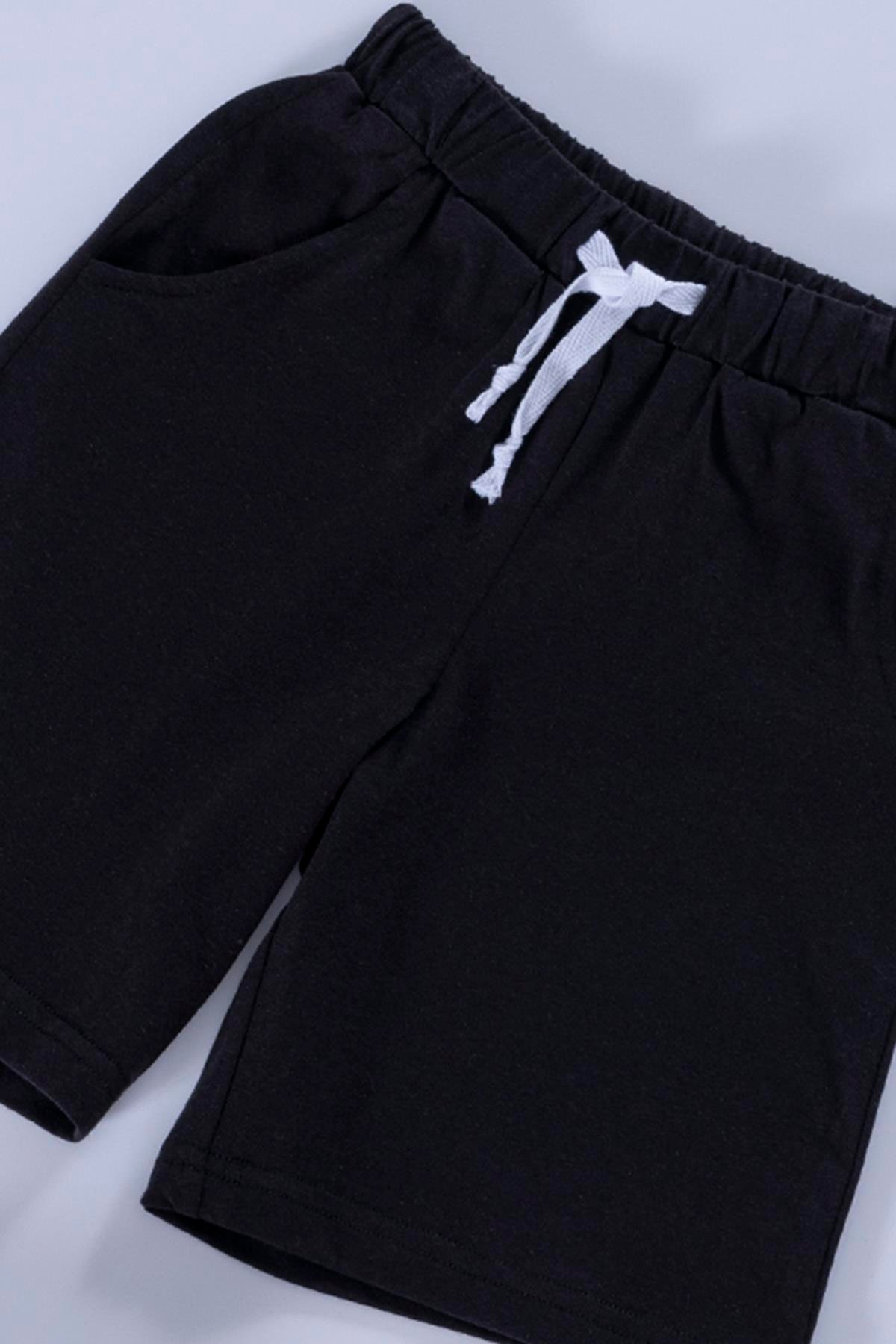 For You Kids Çizgili Tshirt Şort Siyah Takım For You Kids Çizgili Tshirt Şort Siyah Takım