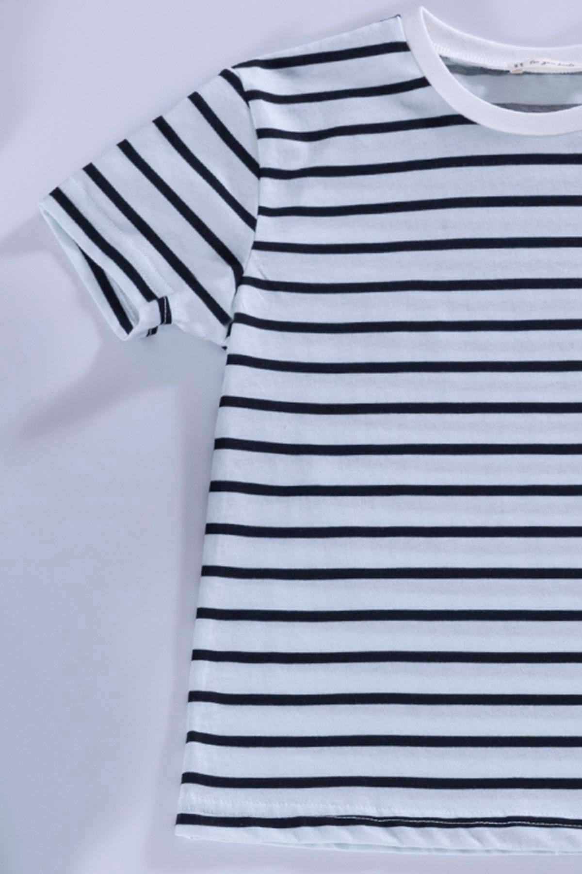 For You Kids Çizgili Tshirt Şort Siyah Takım For You Kids Çizgili Tshirt Şort Siyah Takım