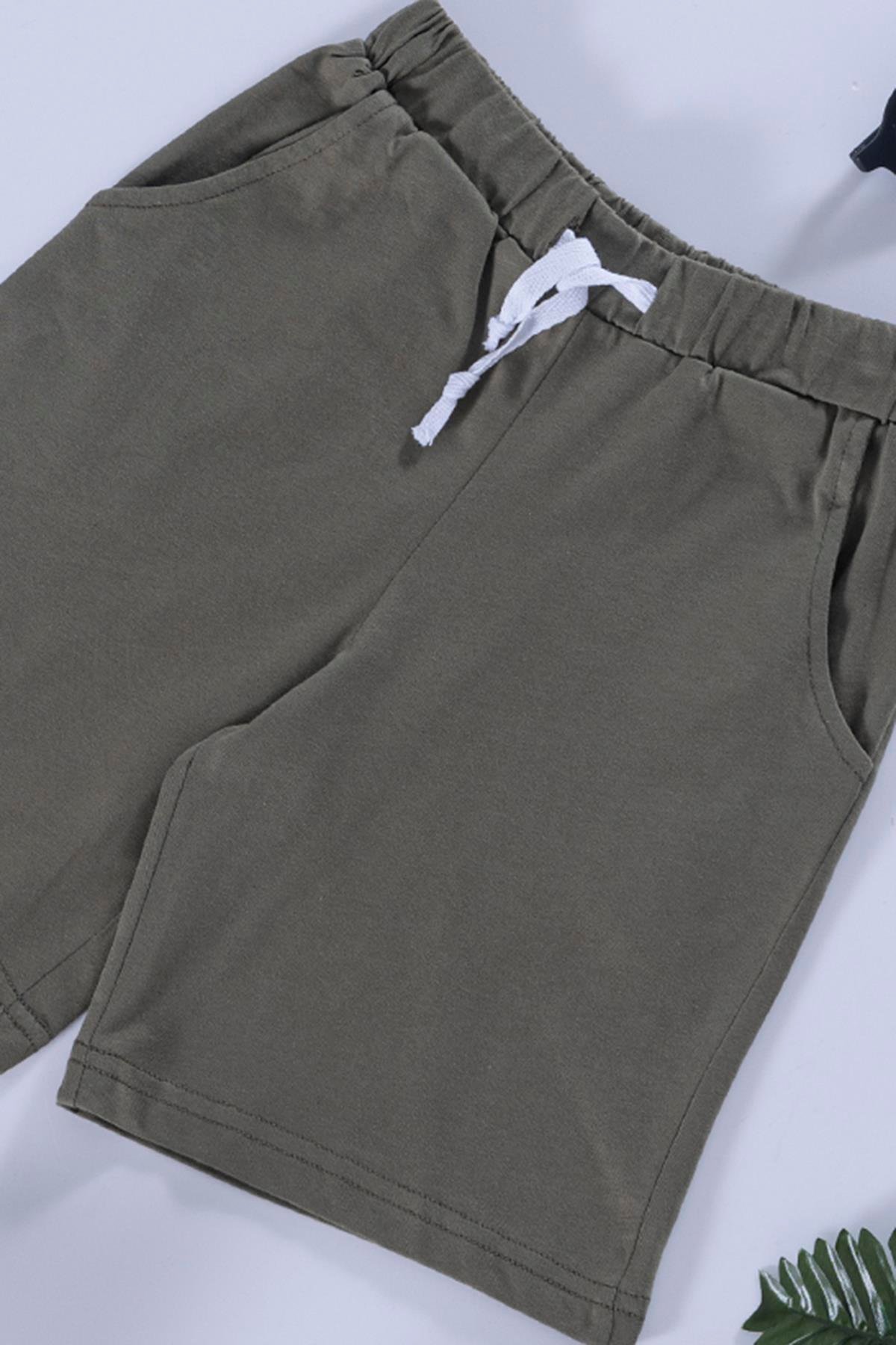 For You Kids Çizgili Tshirt Şort Yeşil Takım For You Kids Çizgili Tshirt Şort Yeşil Takım