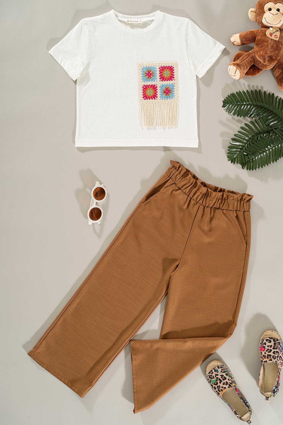 For You Kids Dantel Cep Detaylı Kahverengi Pantolon Takım For You Kids Dantel Cep Detaylı Kahverengi Pantolon Takım